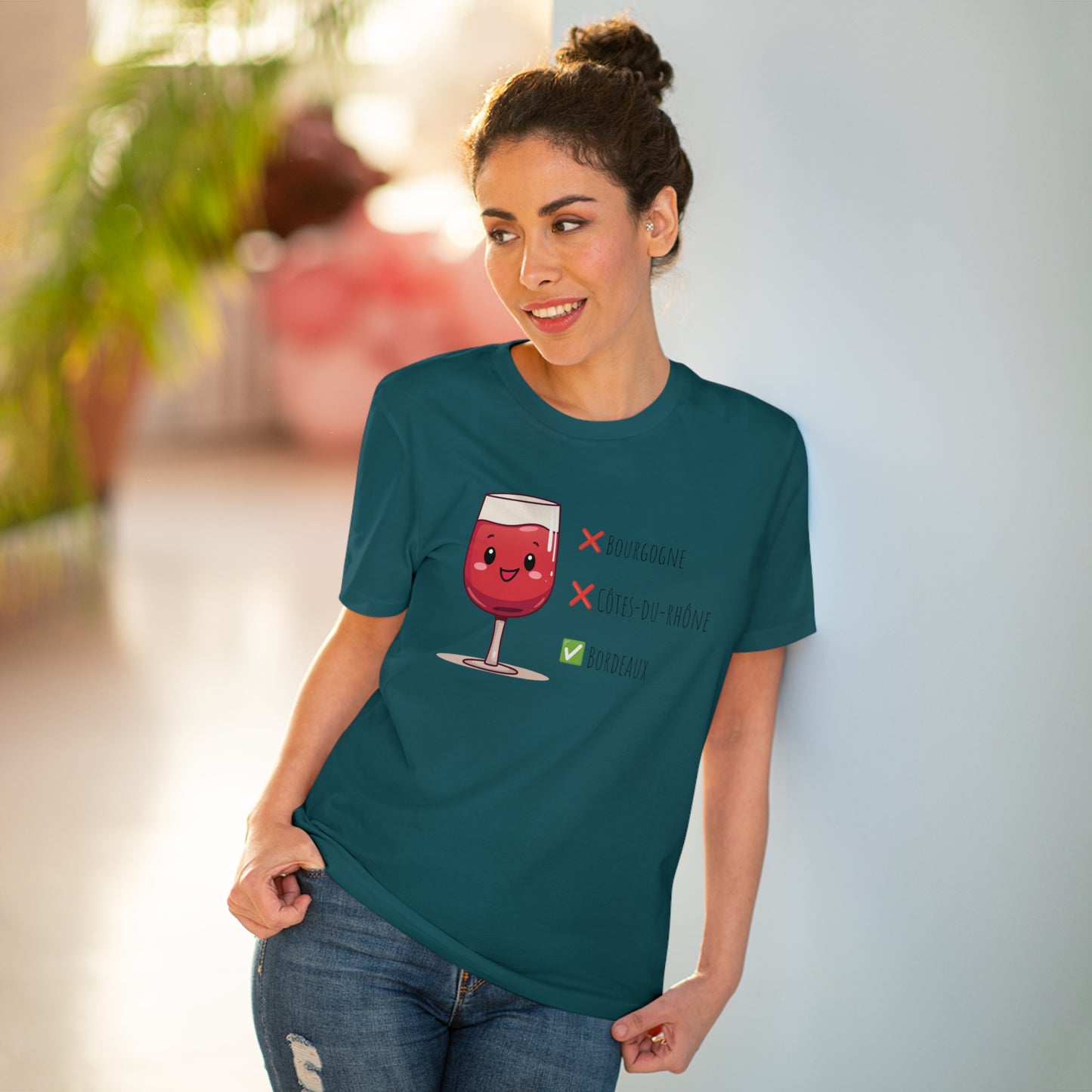 Eco-Friendly 'Bordeaux Wine Preferred' T-Shirt - Cute Red Wine Design, Unisex"