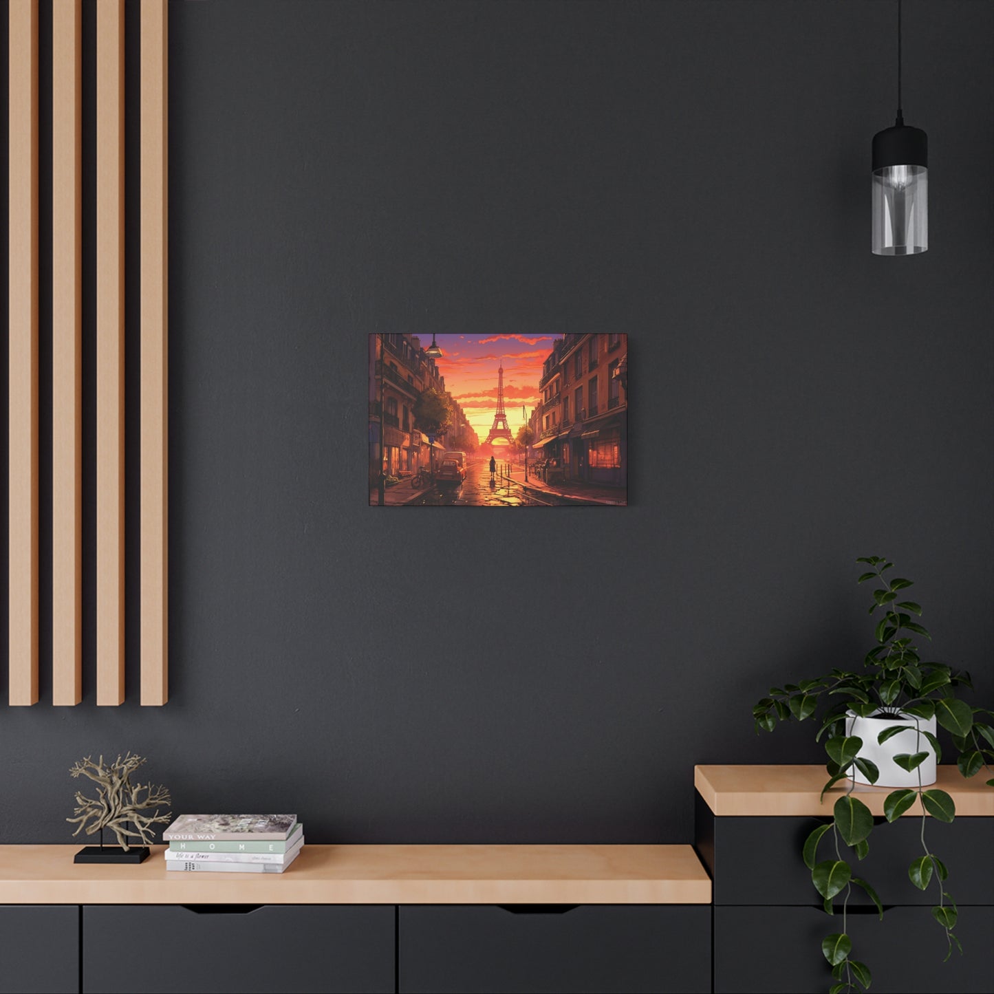 Paris Sunset Canvas - Capture the Romantic Streets and Eiffel Tower in Artistic Splendor