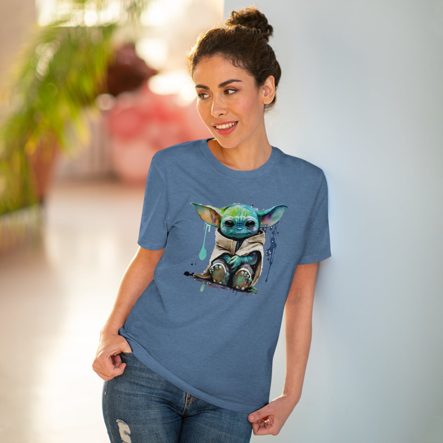 Baby Yoda in Watercolor Style Organic Unisex T-Shirt - Add Some Cute and Eco-Friendly Style to Your Wardrobe