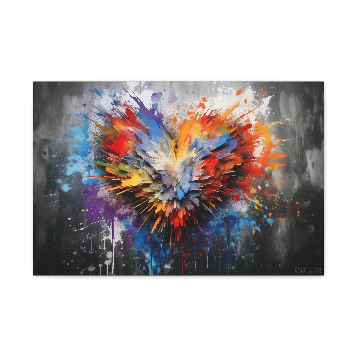 Vibrant Heart Colors Explosion Premium Cotton Canvas