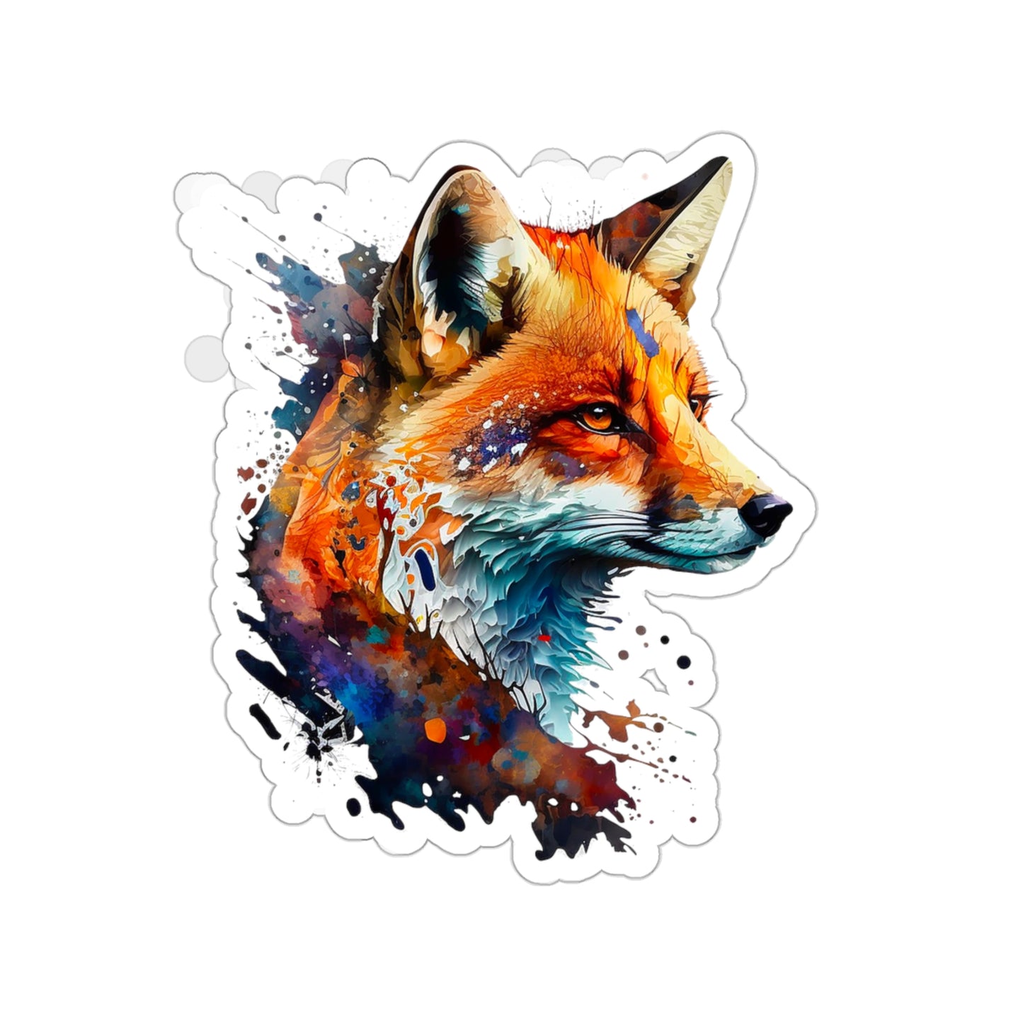 Watercolor Pop-Art Fox Sticker - Add Some Colorful and Unique Style to Your Tech