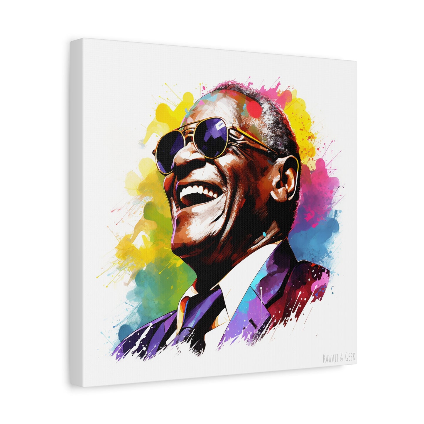 Ray Charles Watercolor Tribute : Timeless Cotton Canva