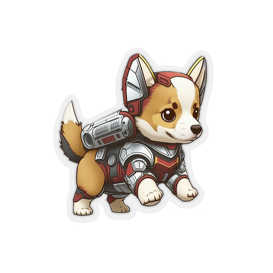 Cute and Cuddly Iron Man Puppy Sticker - Fly into Adventure with this High-Tech Pooch