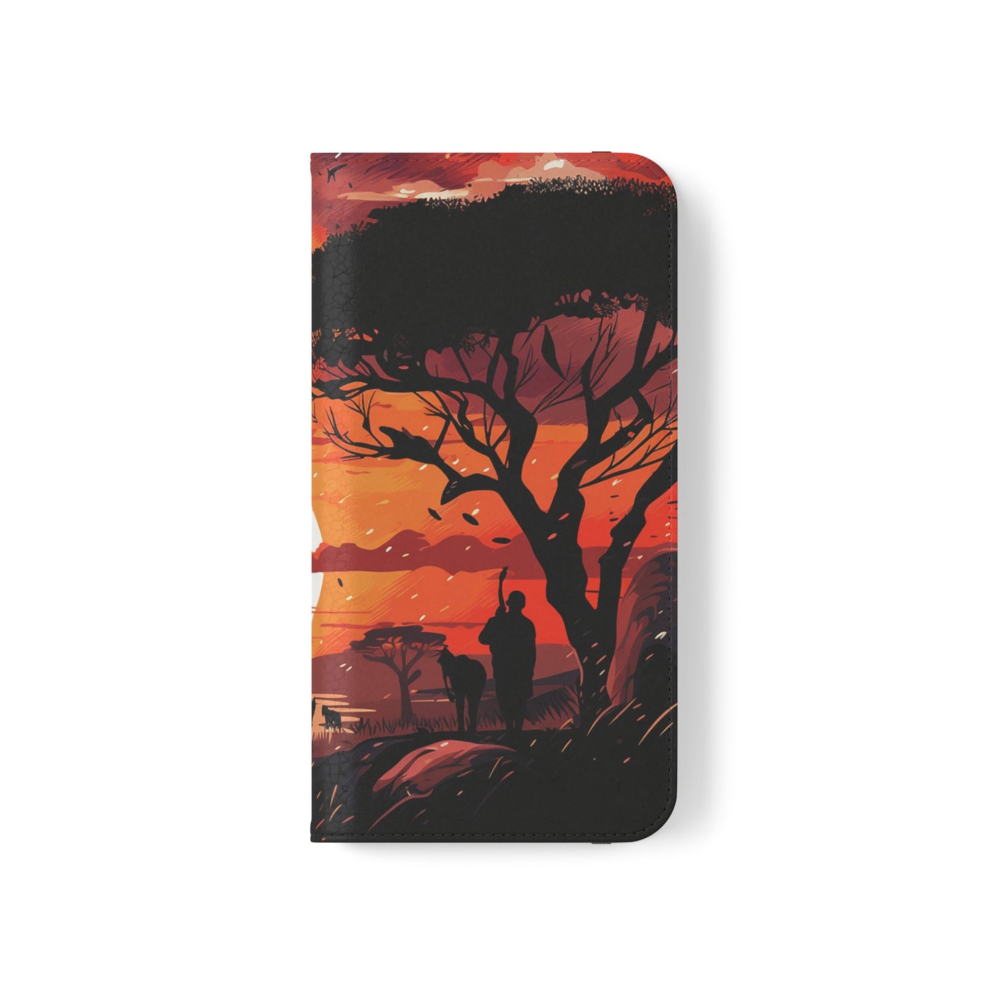 African Landscape Sunset Flip Phone Case - Capture the Serenity of the Savanna on Your Device