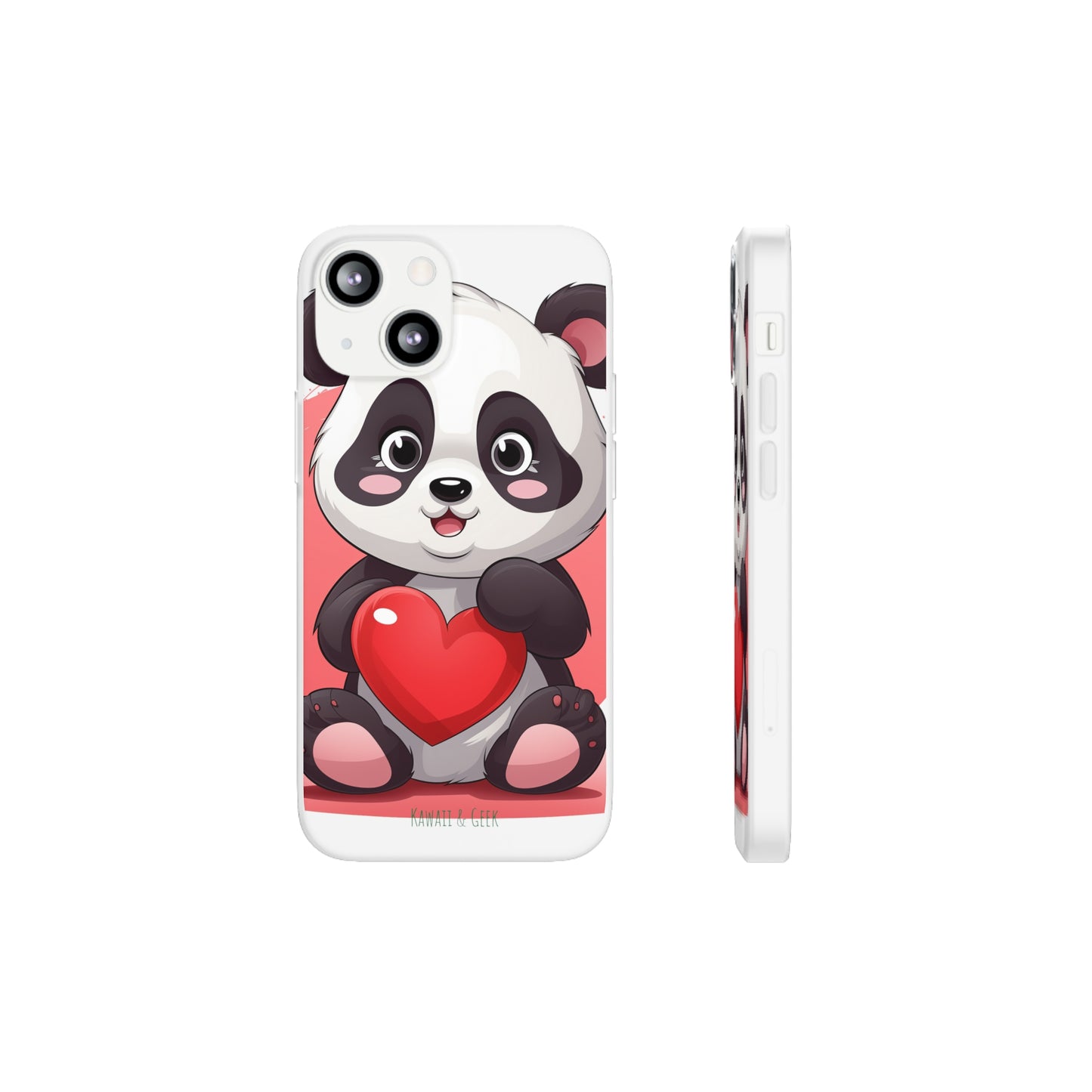 Valentine's Panda Heart Phone Case - Flexi & Semi-Transparent