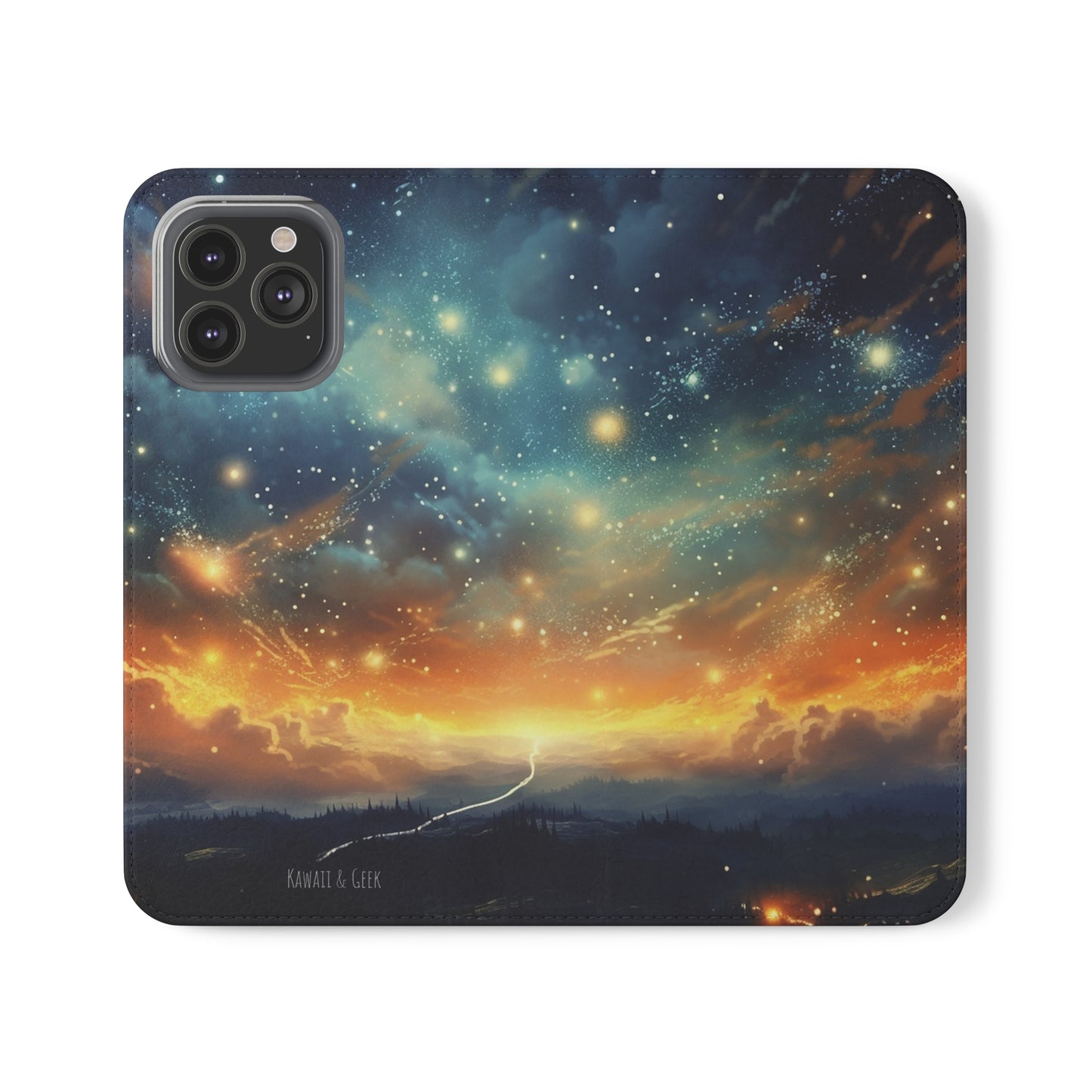 Wonderful Starry Night Flip Phone Case - Embrace the Beauty of the Night Sky