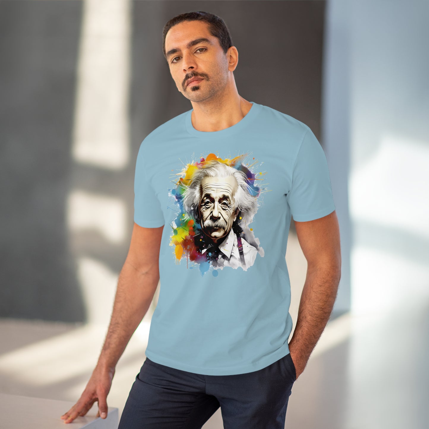 Albert Einstein Eco-friendly T-shirt : Watercolor Essence