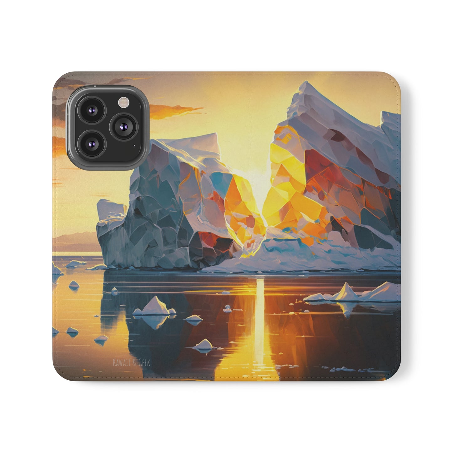 Arctic Landscape and Iceberg at Sunset Flip Phone Case - Capture the Serenity of Nature on Your Device