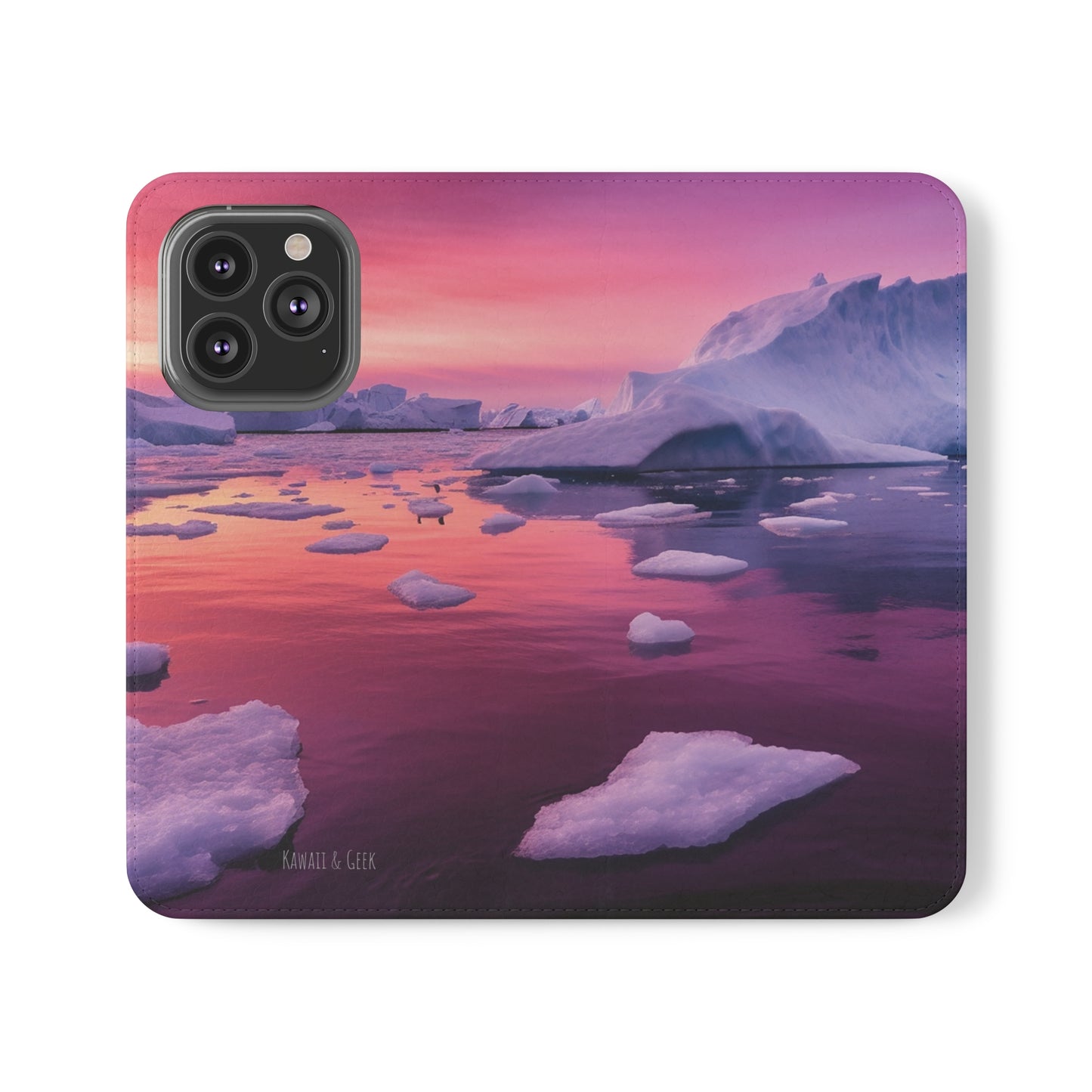 Pinky Arctic Landscape at Sunset Flip Phone Case - Capture the Serenity of Nature on Your Device