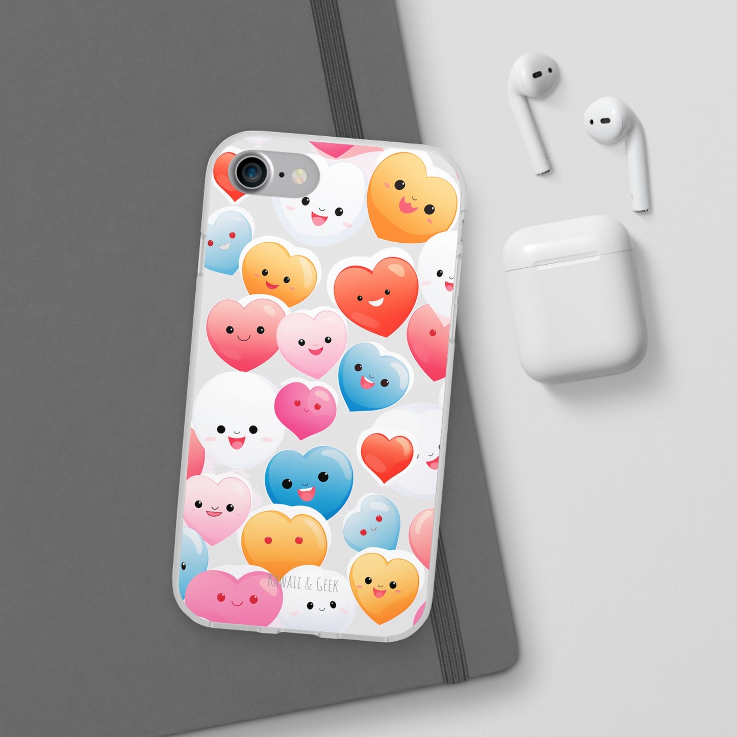 Kawaii Hearts Flexi Transparent Phone Case