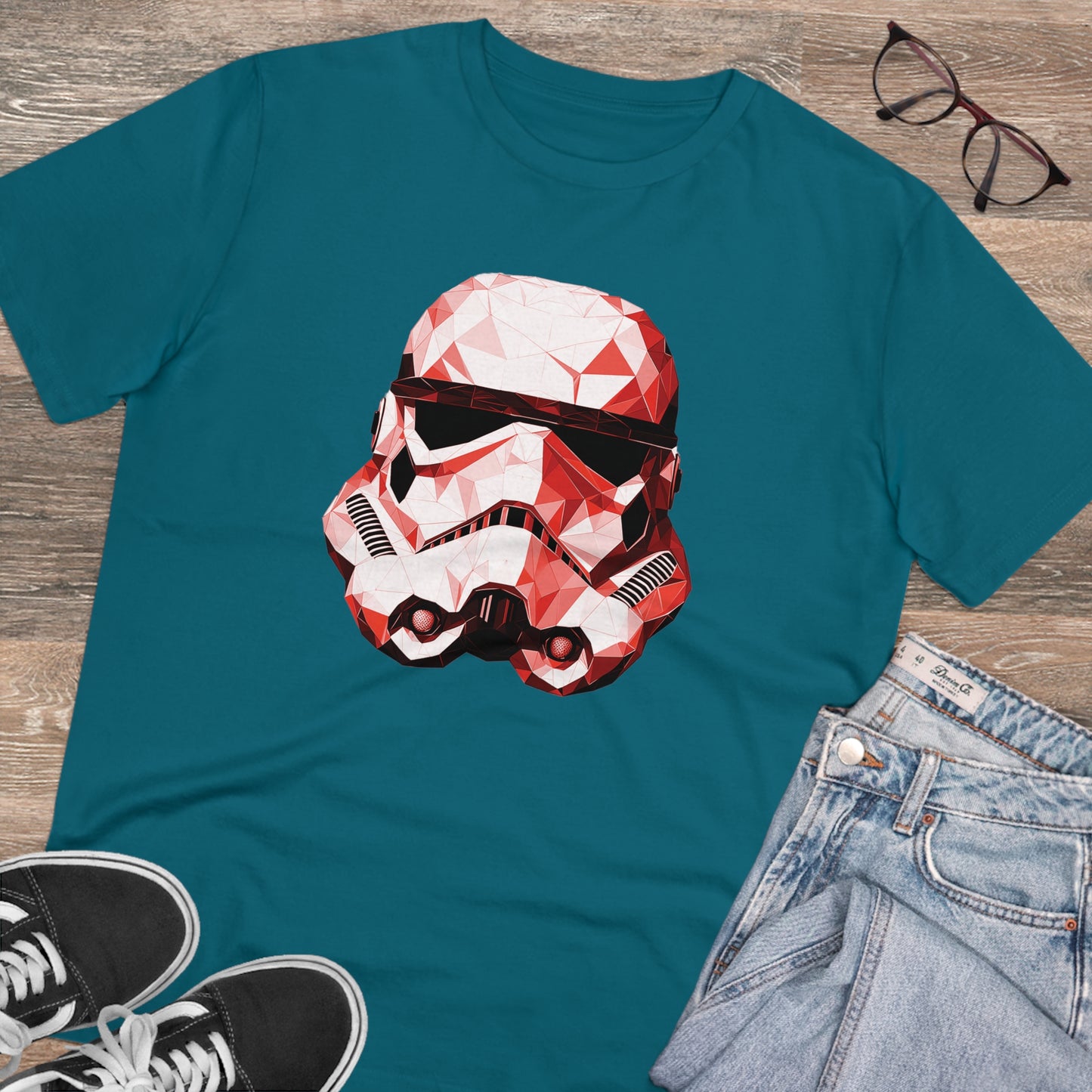 Stormtrooper Polygonal T-Shirt - Red Edition - Embrace Galactic Precision - Star Wars