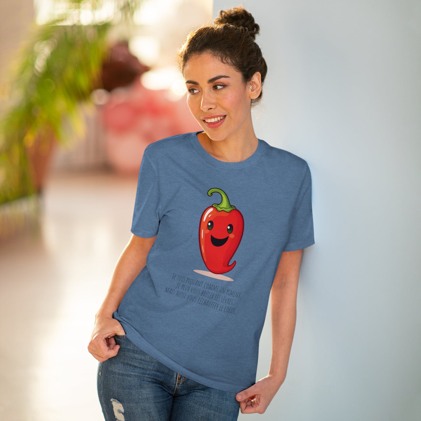 Cute and Smiling Red Hot Pepper Eco-Friendly T-Shirt - FRENCH