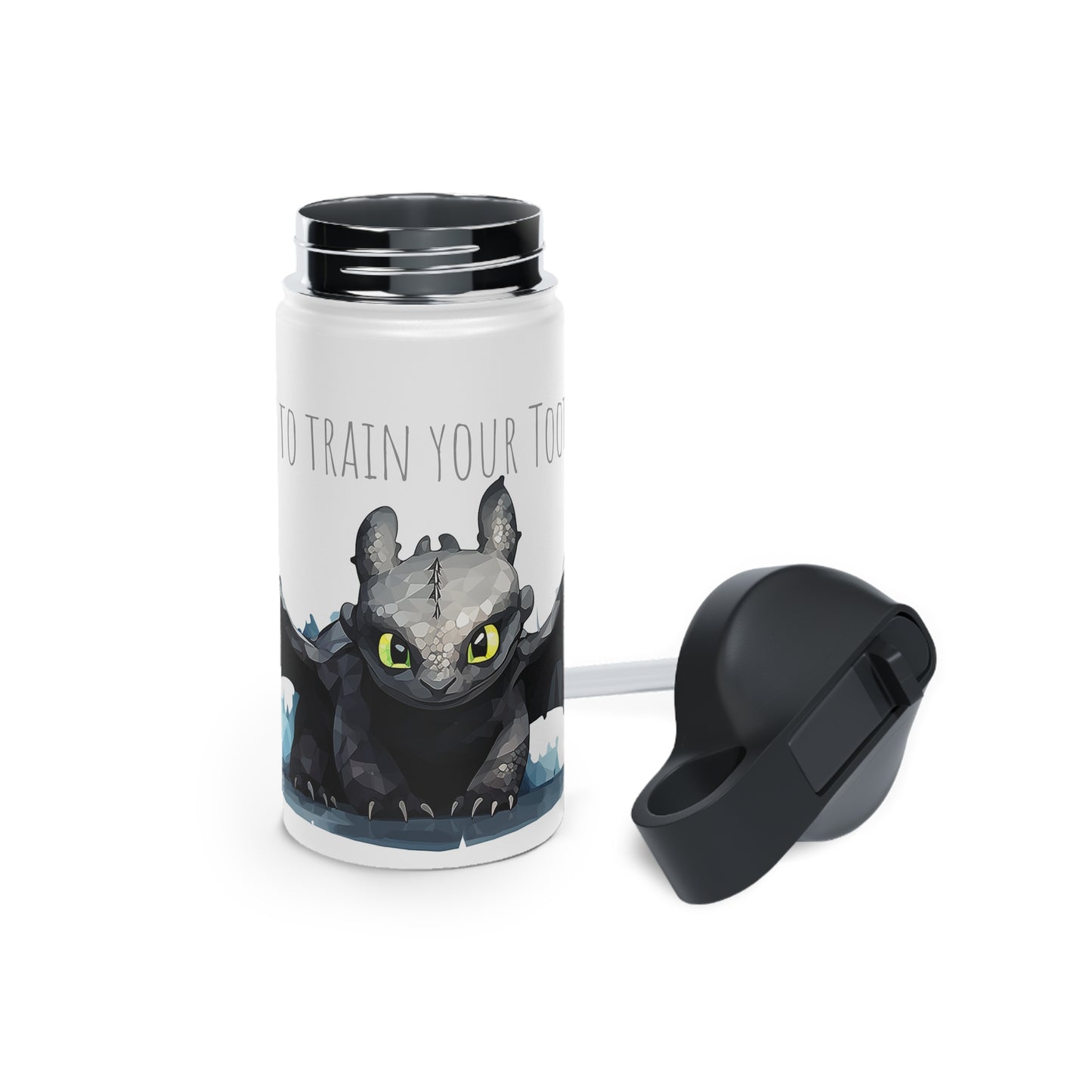 Geometric Toothless: Stainless Steel Dragon Trainer Bottle