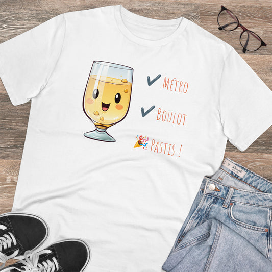 Métro, Boulot, Pastis T-Shirt - Cute Smiling Pastis Glass Design