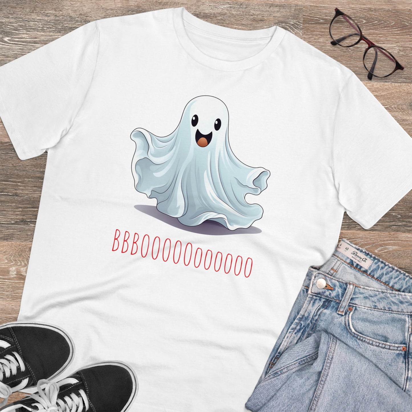 Cute "Booooooooo" Ghost Halloween Eco-Friendly Unisex T-shirt