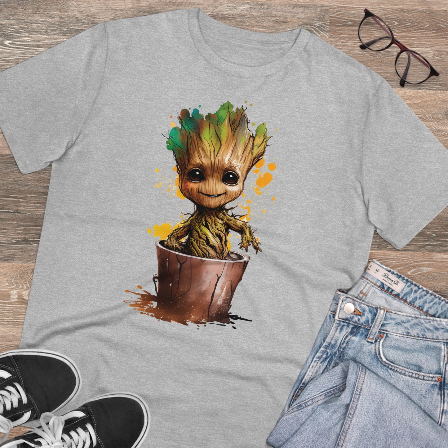 Eco-Friendly Baby Groot Watercolor Style Unisex T-Shirt - Add Some Fun and Sustainable Style to Your Wardrobe