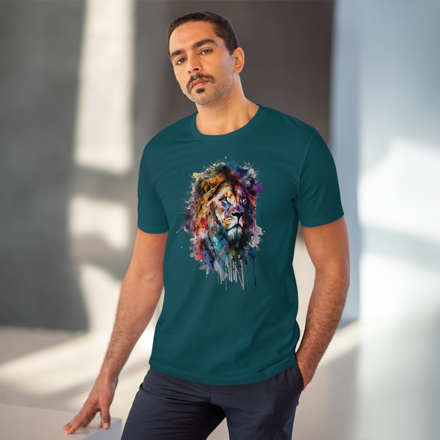 Majestic Lion T-Shirt in Watercolor Style - Unisex and Eco-Friendly Fashion Statement