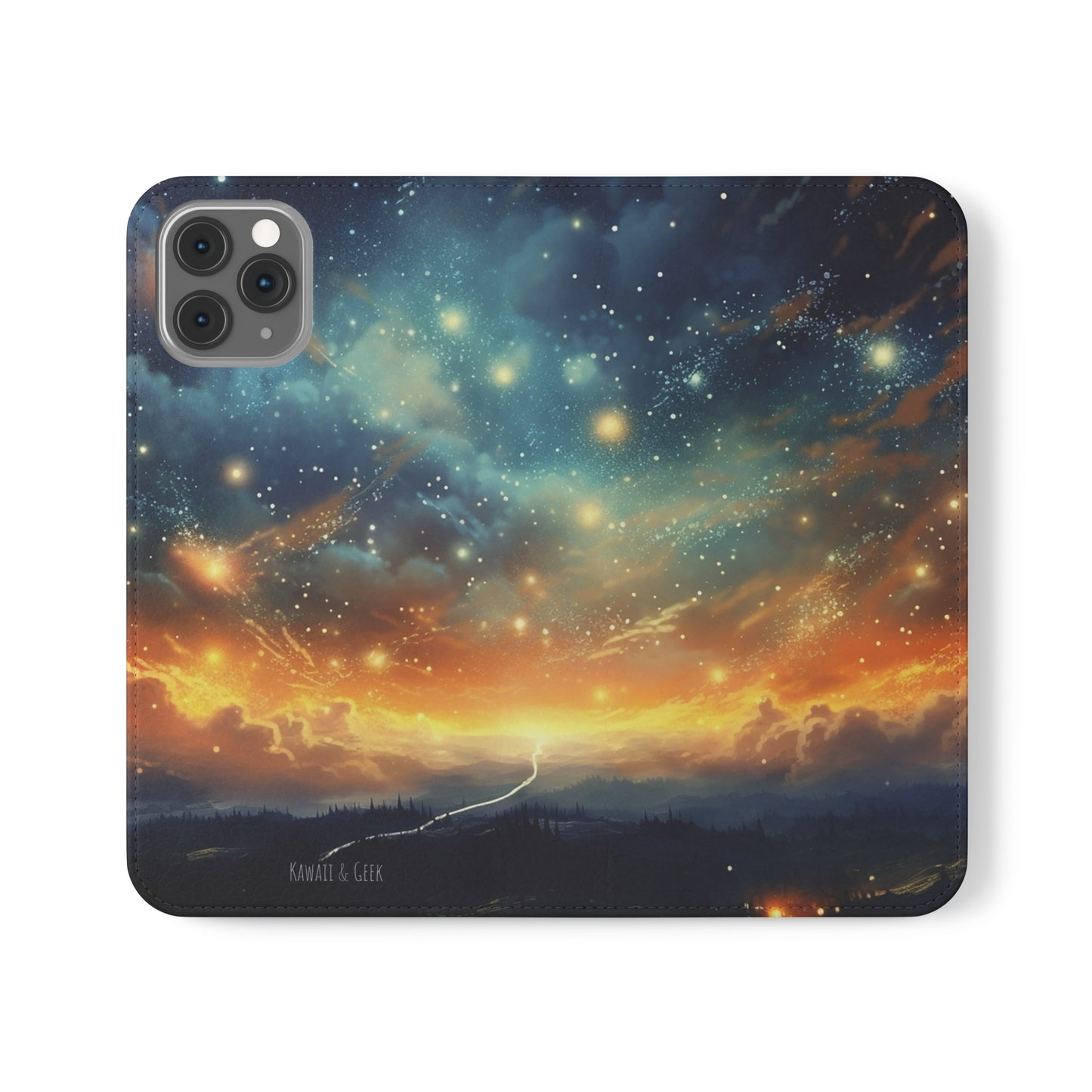 Wonderful Starry Night Flip Phone Case - Embrace the Beauty of the Night Sky