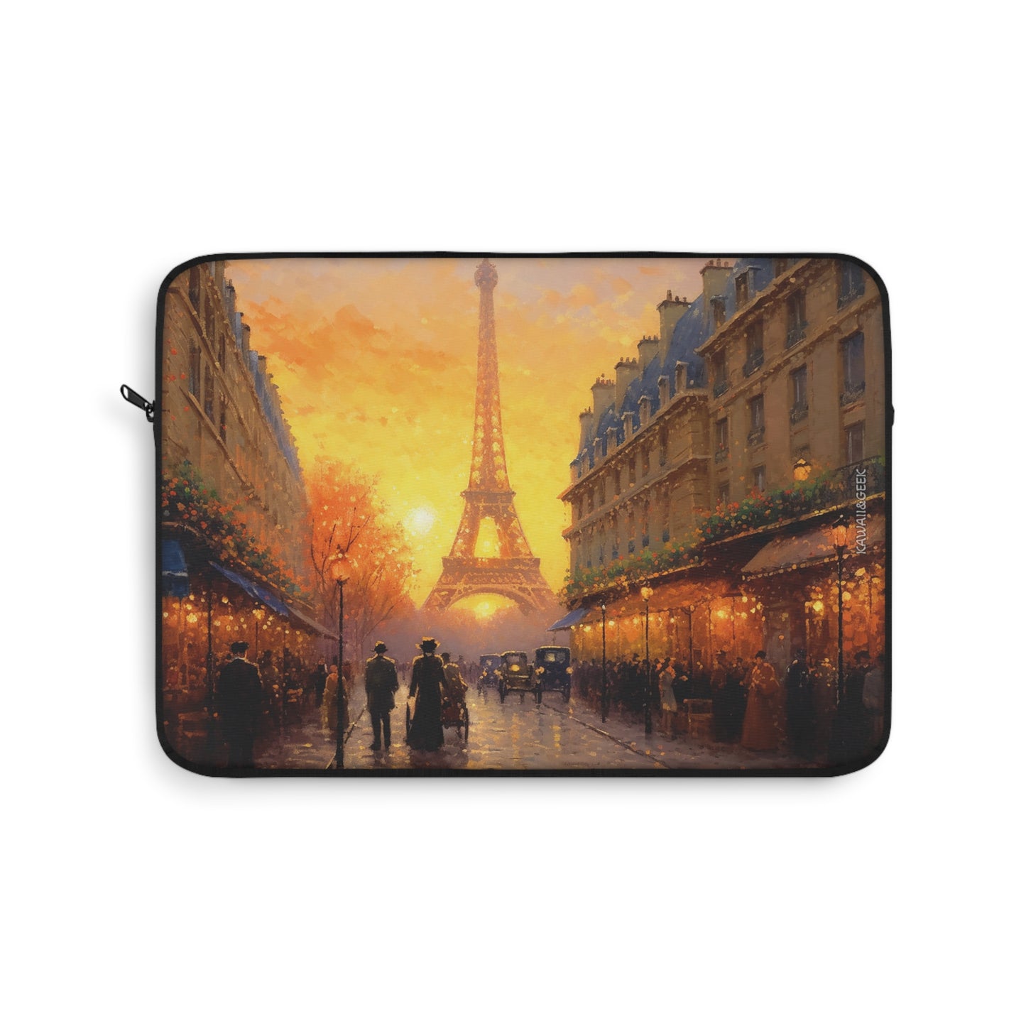 Parisian Sunset Laptop Sleeve - Experience the Charm of 19th Century Paris in Van Gogh Style