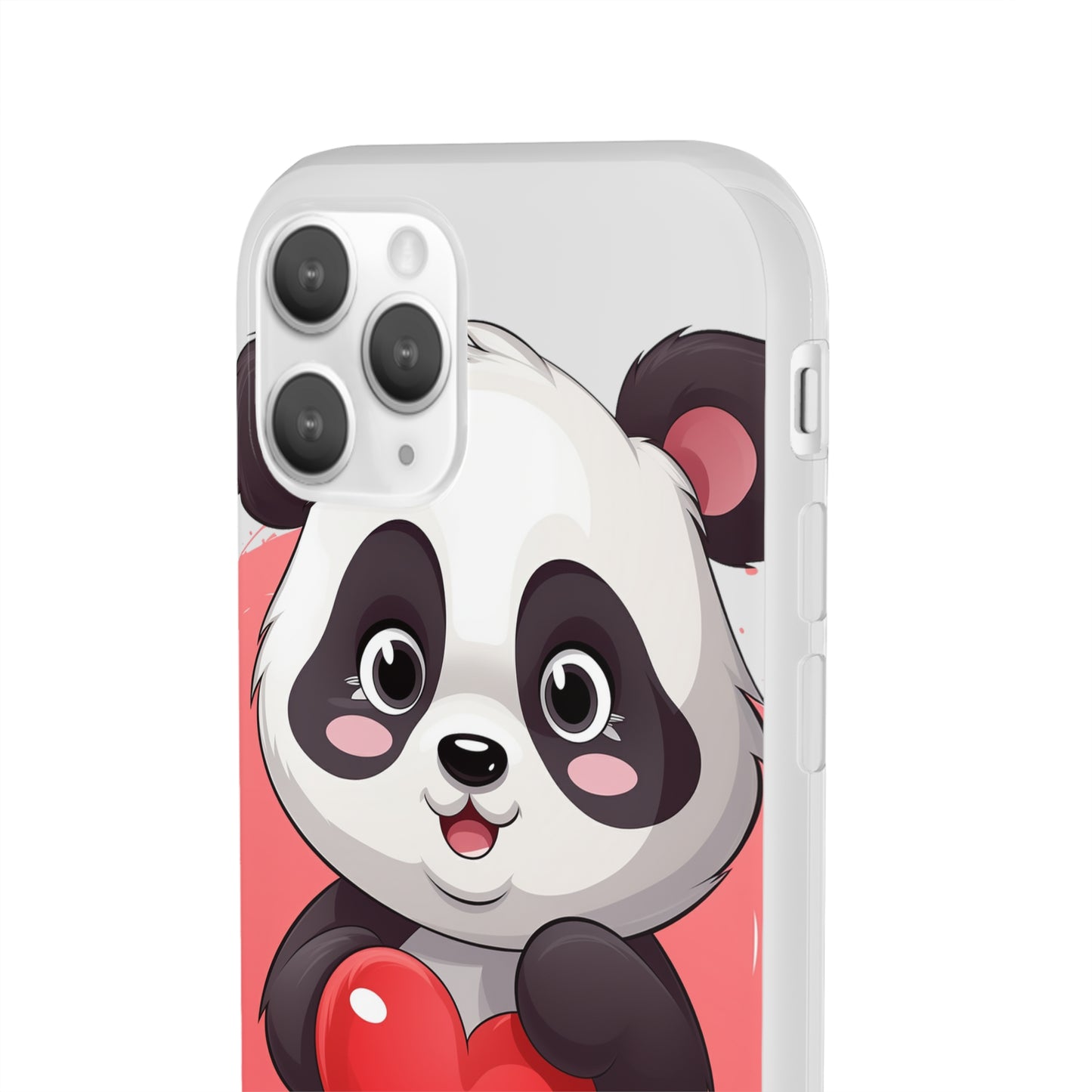 Valentine's Panda Heart Phone Case - Flexi & Semi-Transparent