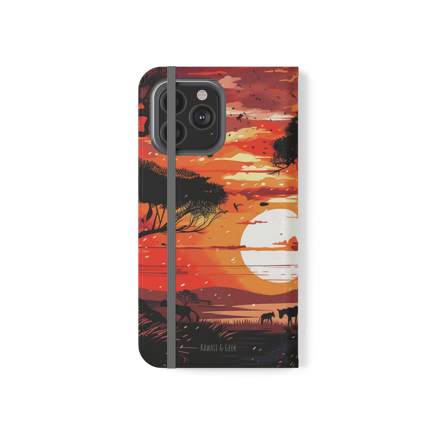 African Landscape Sunset Flip Phone Case - Capture the Serenity of the Savanna on Your Device