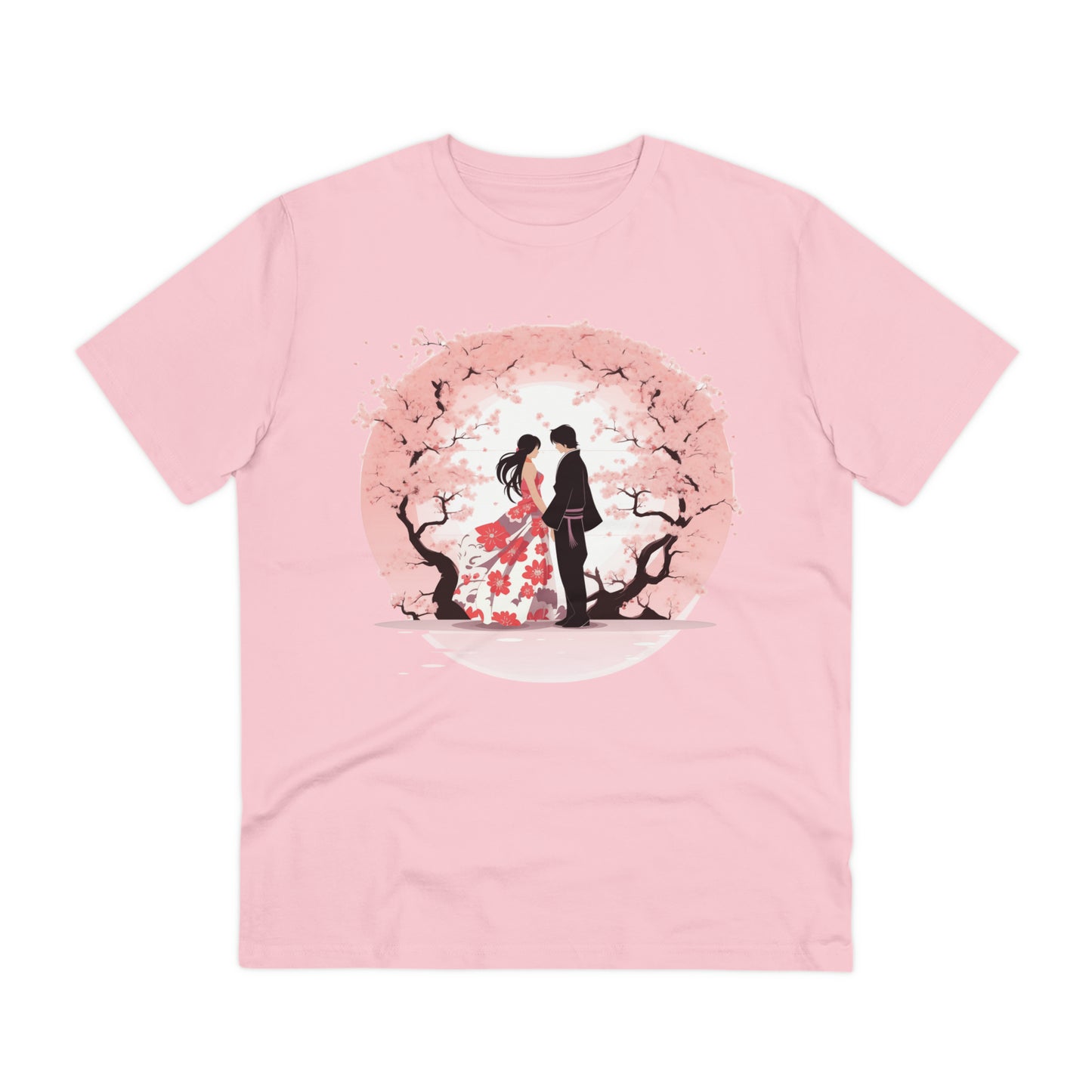 Cherry Blossom Romance T-shirt - Japanese Couple Design - Valentine's Day Special