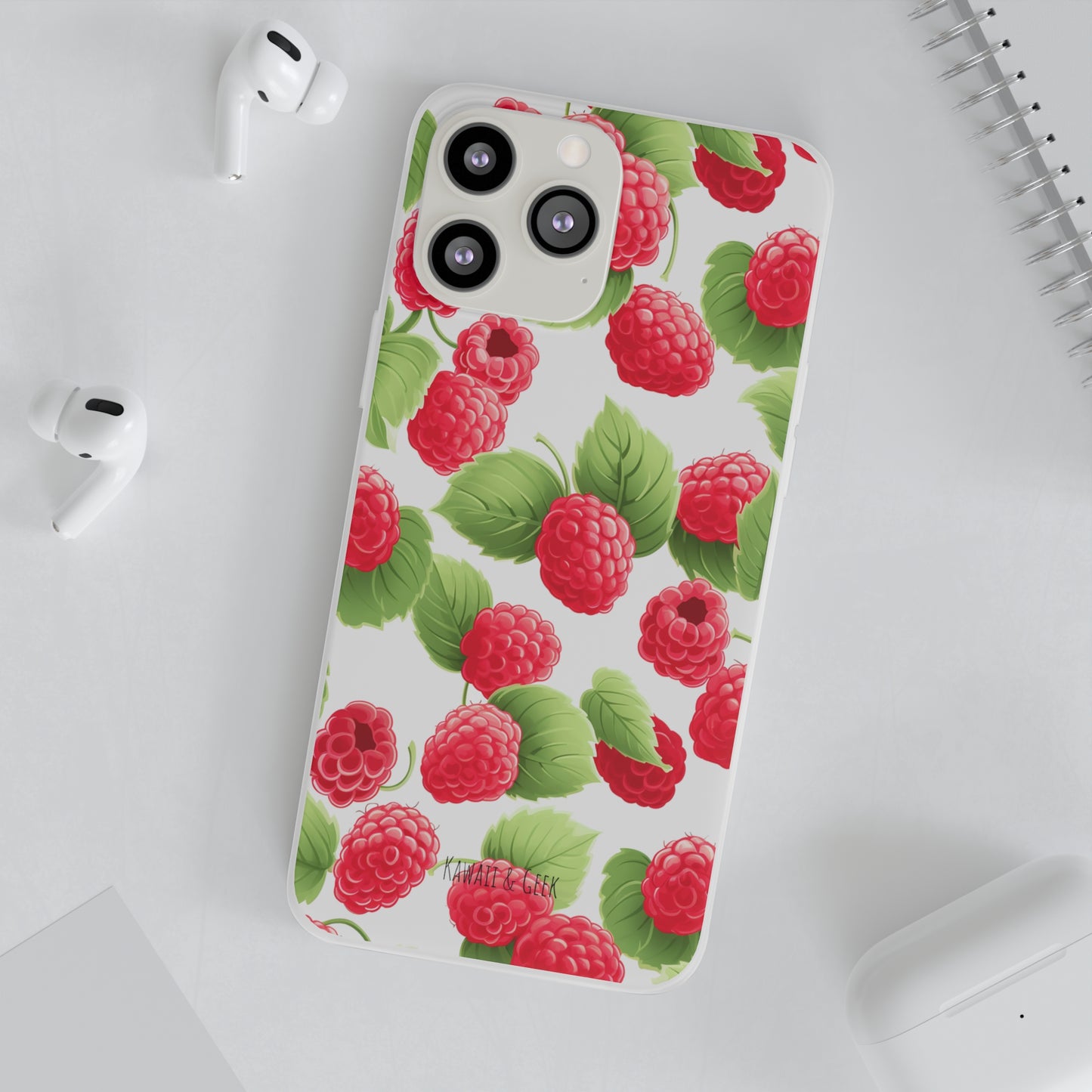 Raspberry Delight: Transparent Flexi Phone Case