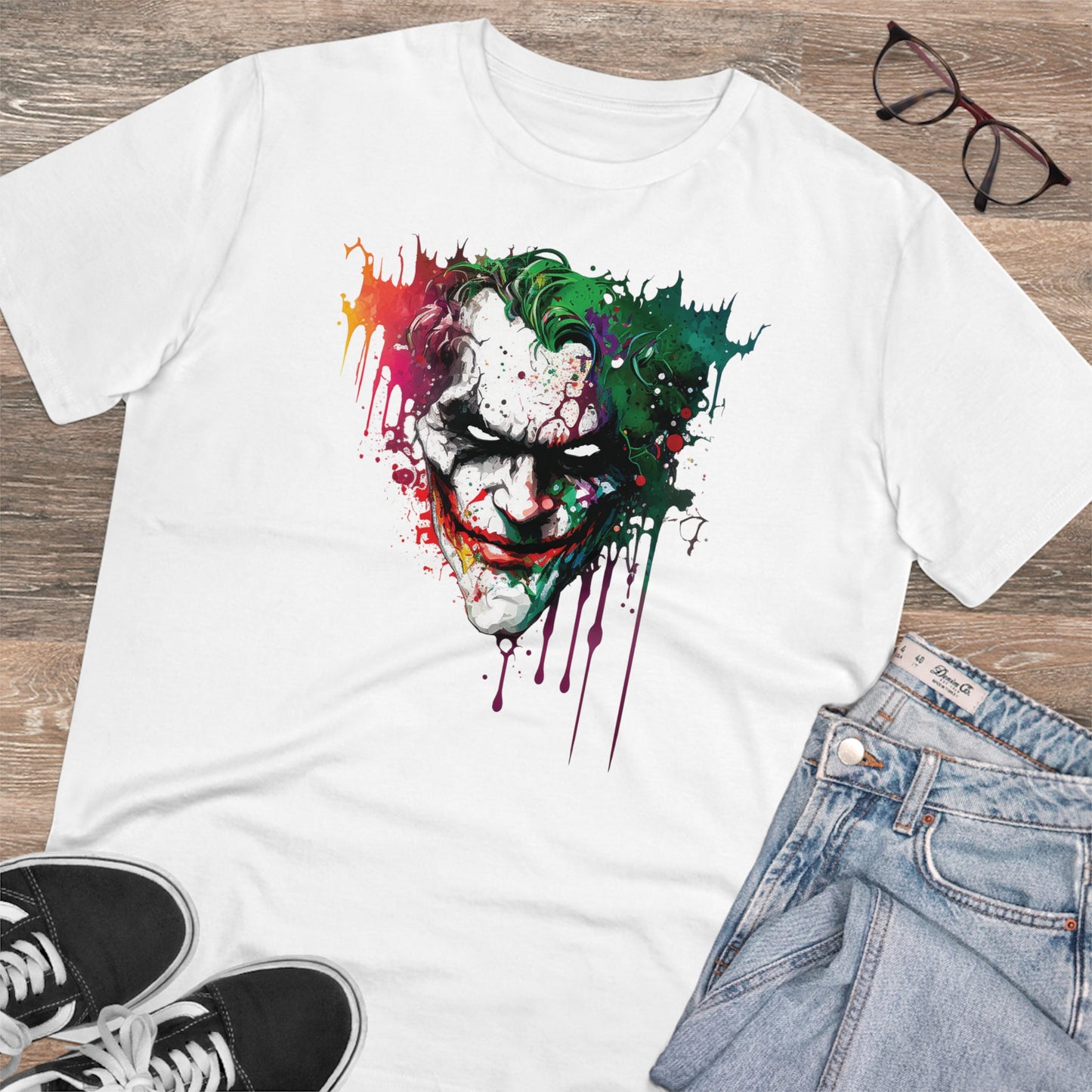 The Joker T-shirt in Watercolor Style, Unisex and Eco-Friendly - Make a Statement with Unique Artistic Design