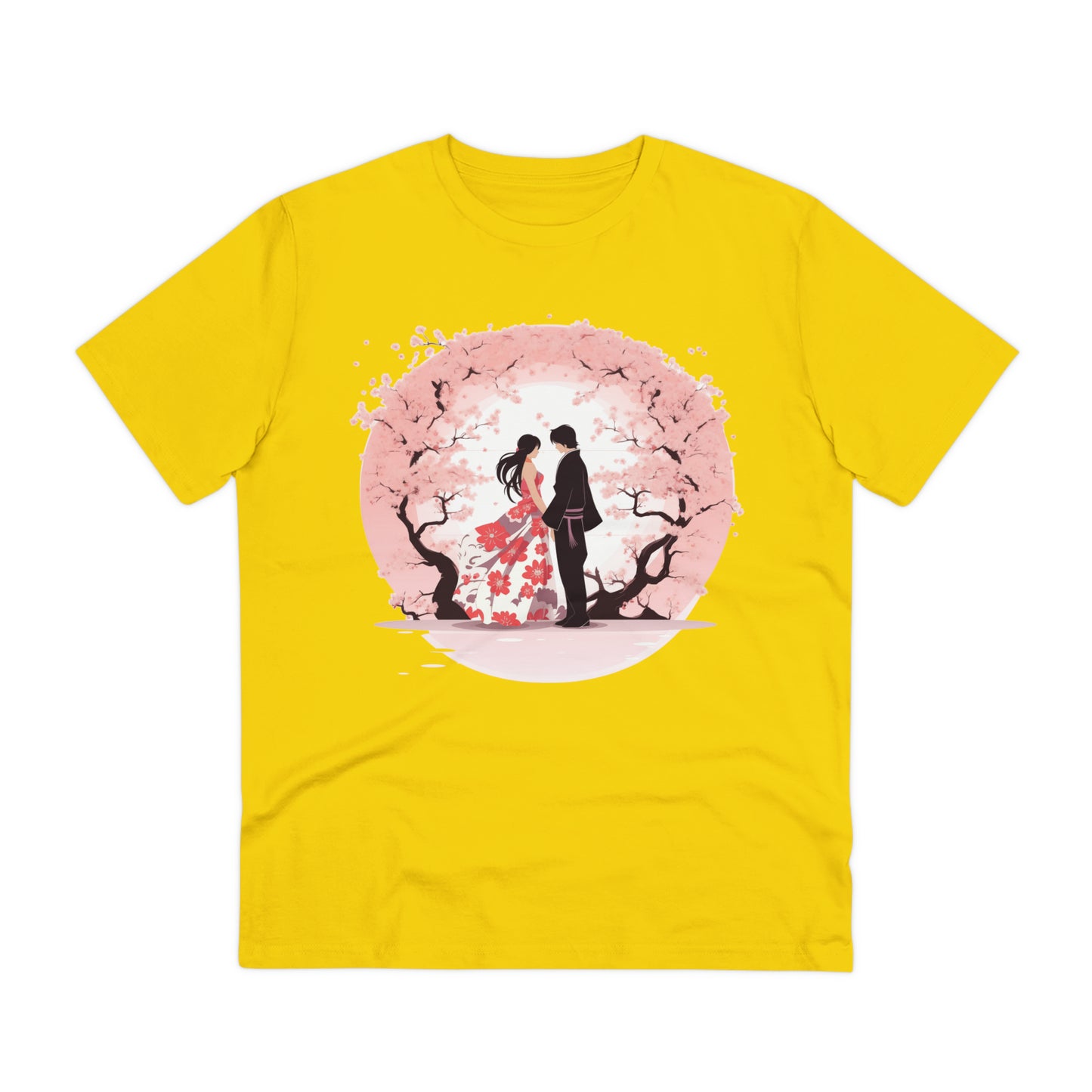 Cherry Blossom Romance T-shirt - Japanese Couple Design - Valentine's Day Special