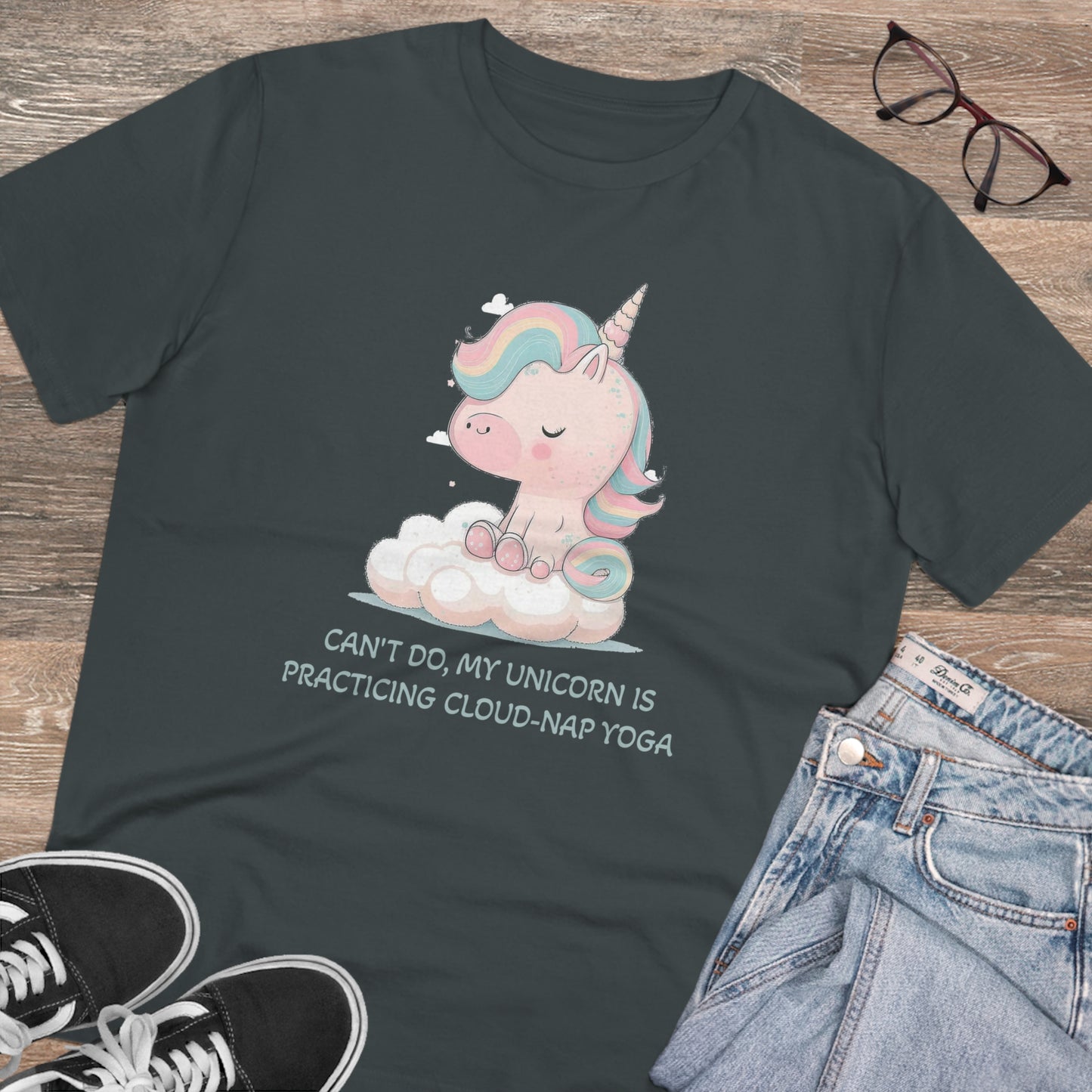 Cute Unicorn Cloud-Nap Yoga T-Shirt - Unisex and Eco-Friendly Statement Tee - Unicorn T-shirt