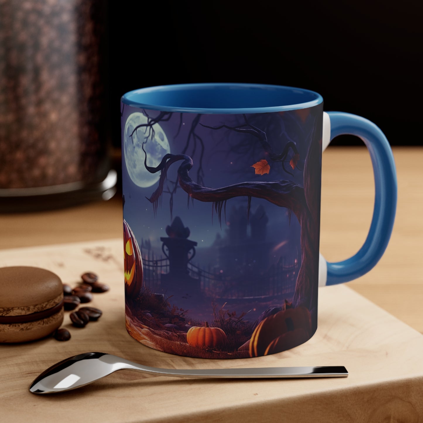 Evil Jack-o-lantern 11 oz Bicolor Mug: Halloween Cemetery Special