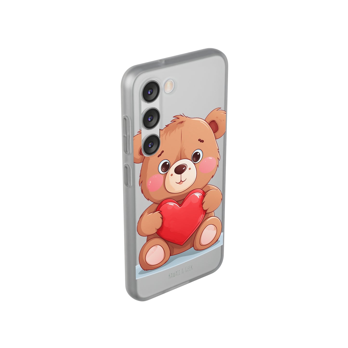 Teddy Bear Heart Phone Case - Flexi & Semi-Transparent - Valentine's Day