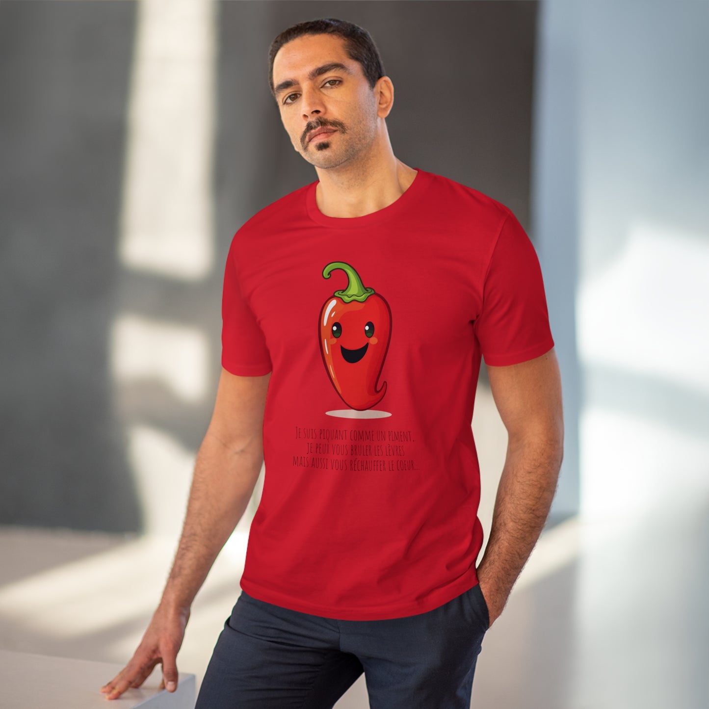 Cute and Smiling Red Hot Pepper Eco-Friendly T-Shirt - FRENCH