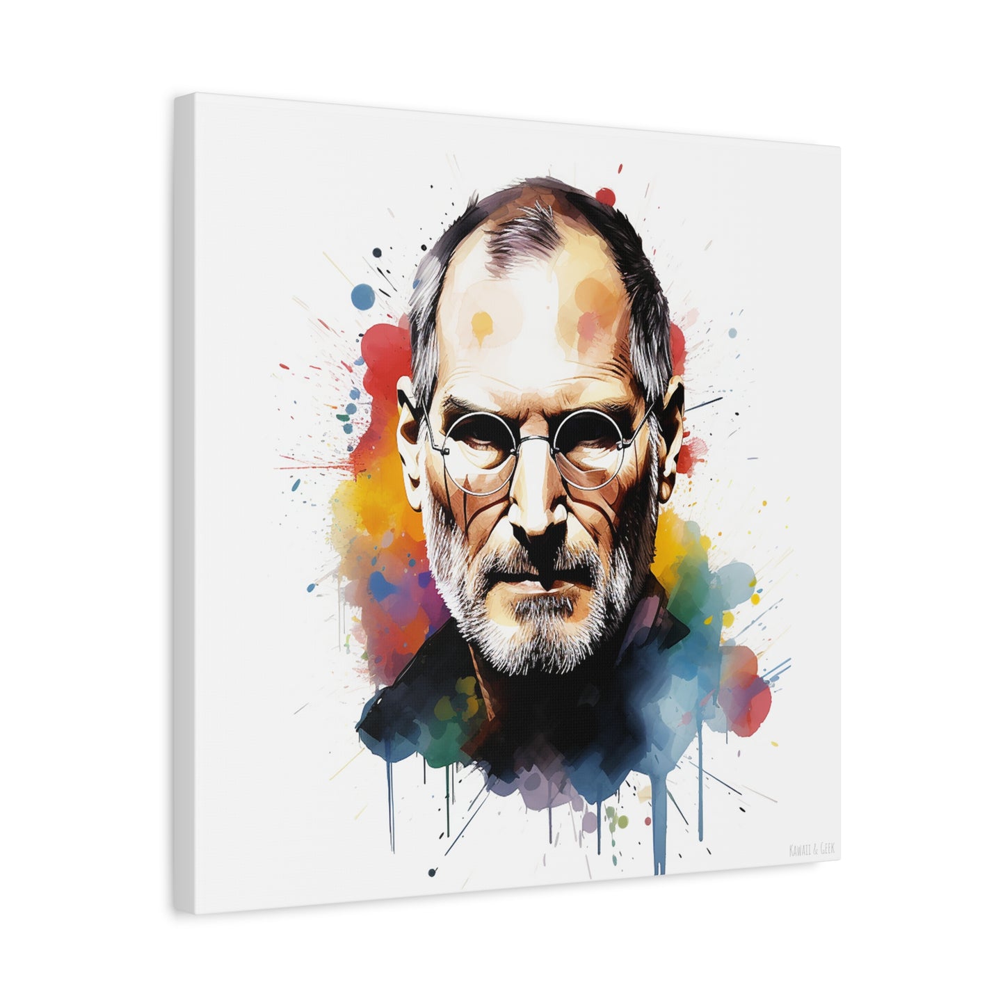 Steve Jobs Watercolor Mastery Cotton Canvas