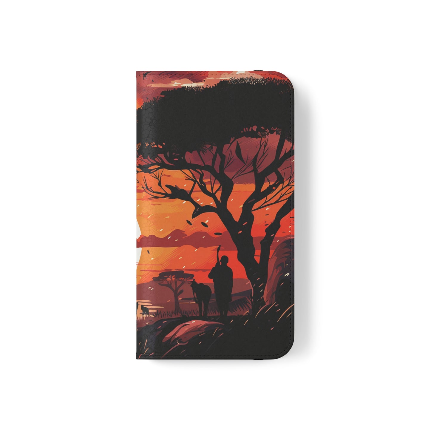 African Landscape Sunset Flip Phone Case - Capture the Serenity of the Savanna on Your Device