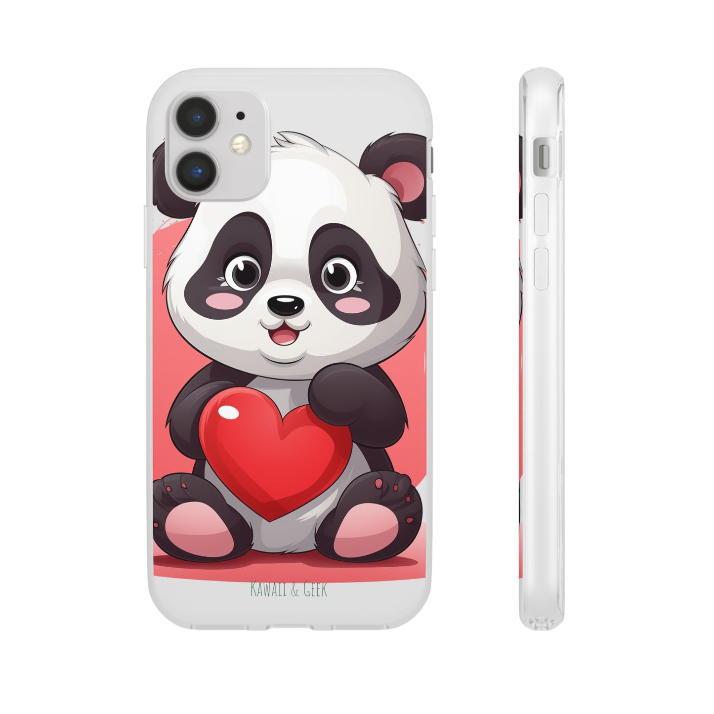 Valentine's Panda Heart Phone Case - Flexi & Semi-Transparent