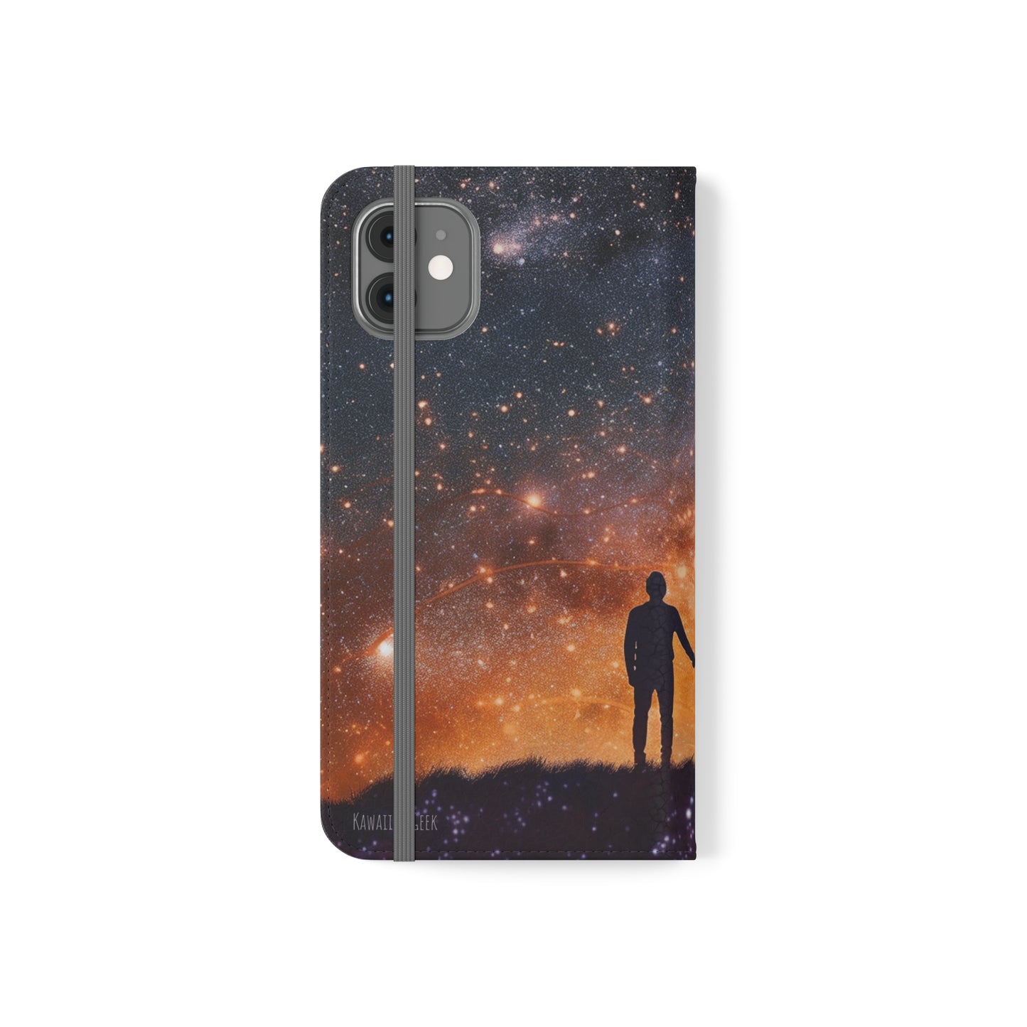 Starry Night Lovers Flip Phone Case - Embrace the Beauty of the Night Sky