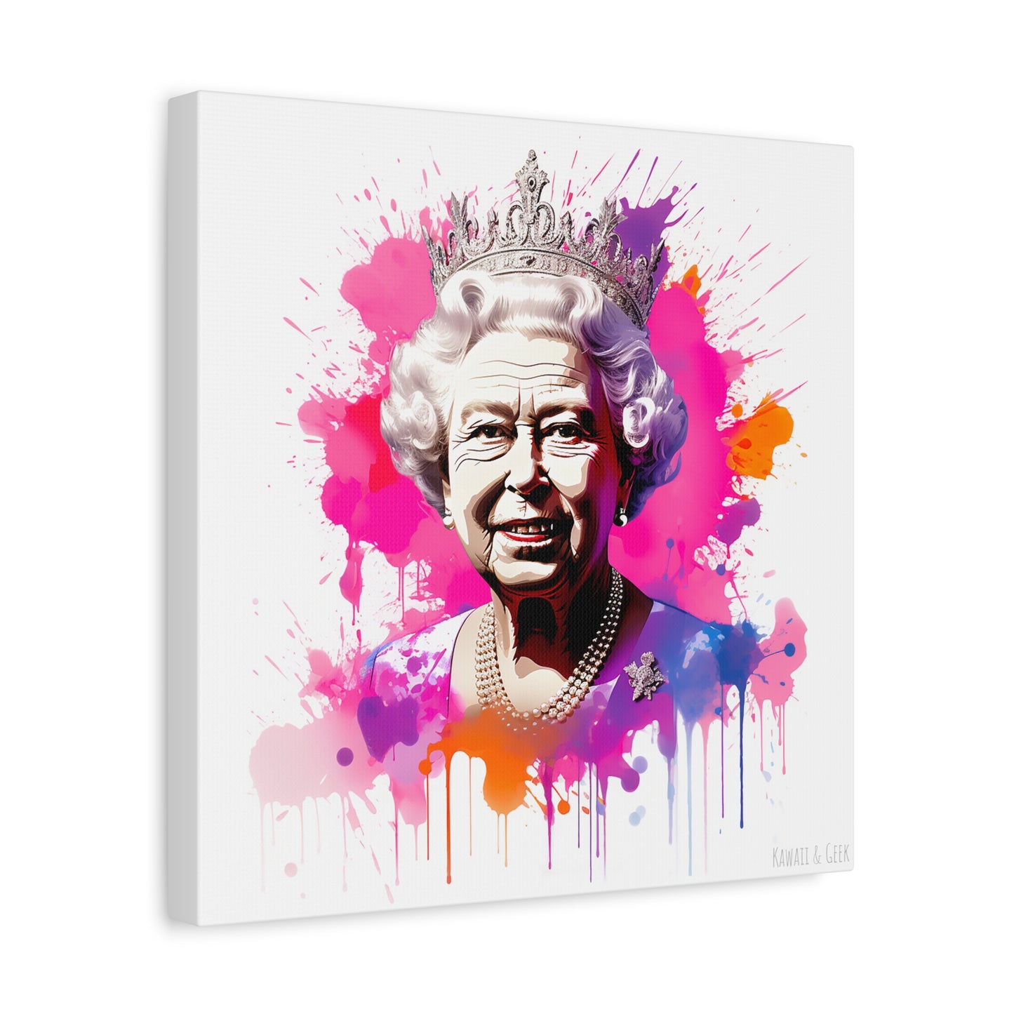 Queen Elizabeth II: Radiant Watercolor Cotton Canvas