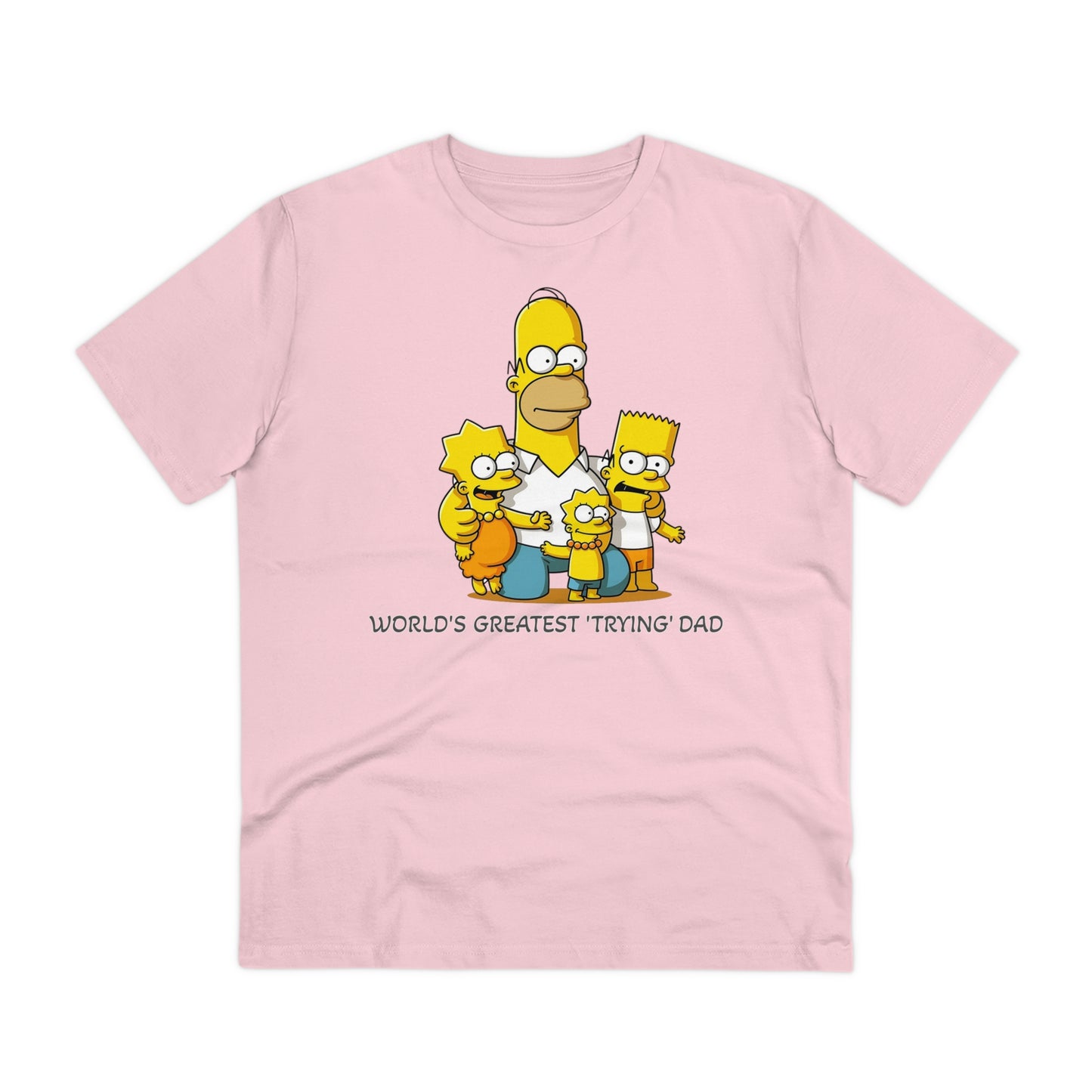 World's Greatest Trying Dad - Unisex Eco-Friendly T-Shirt - Celebrate Father's Day with Cute Homer Simpson and His Kids