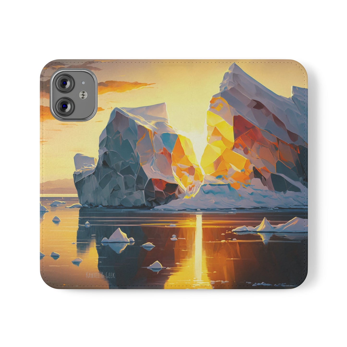 Arctic Landscape and Iceberg at Sunset Flip Phone Case - Capture the Serenity of Nature on Your Device