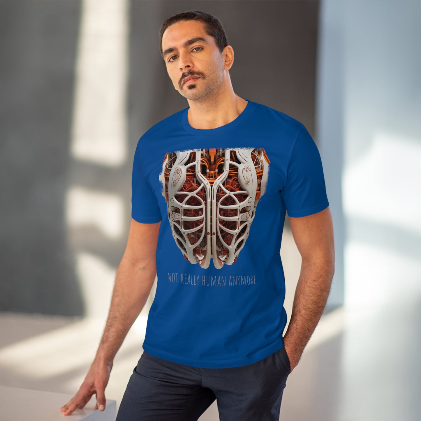 Eco-T-shirt: Cybernetic Chest "Not Really Human"