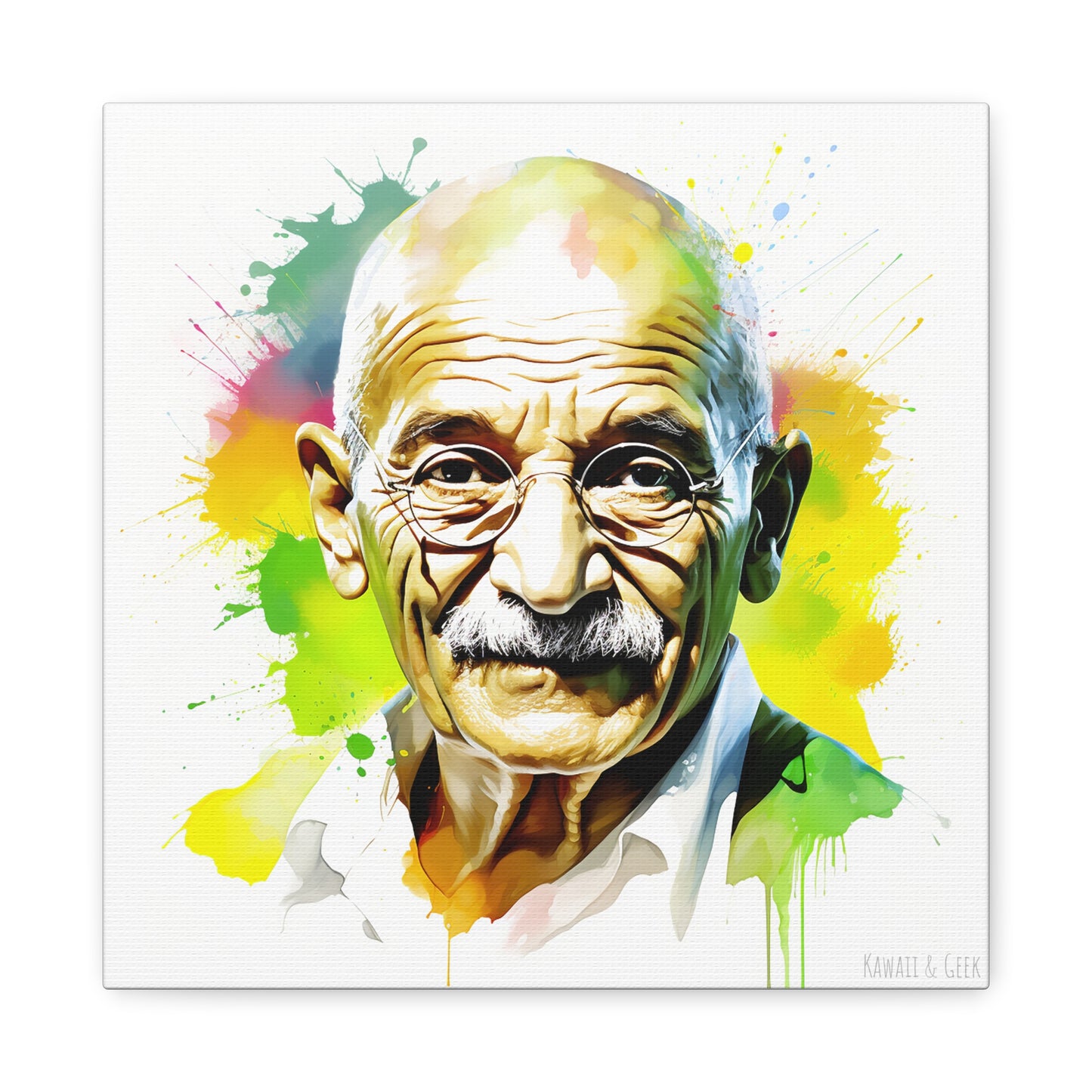 Gandhi Watercolor Tribute Cotton Canvas