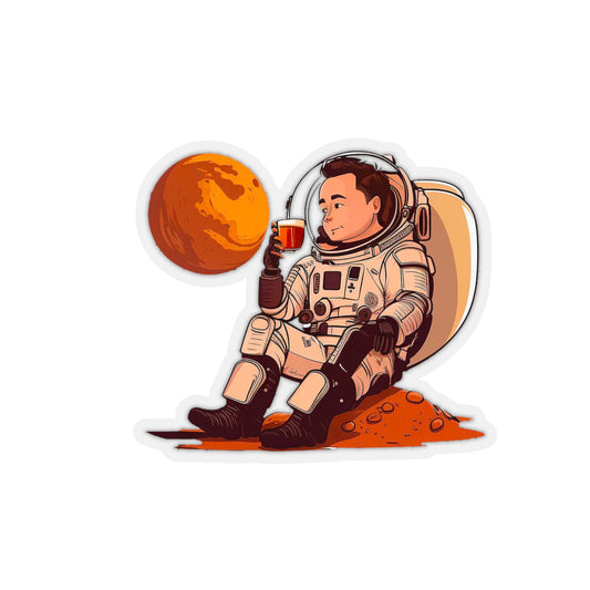 Elon Musk drinking his coffee on Mars Sticker - Add Some Humor and Space to Your Tech