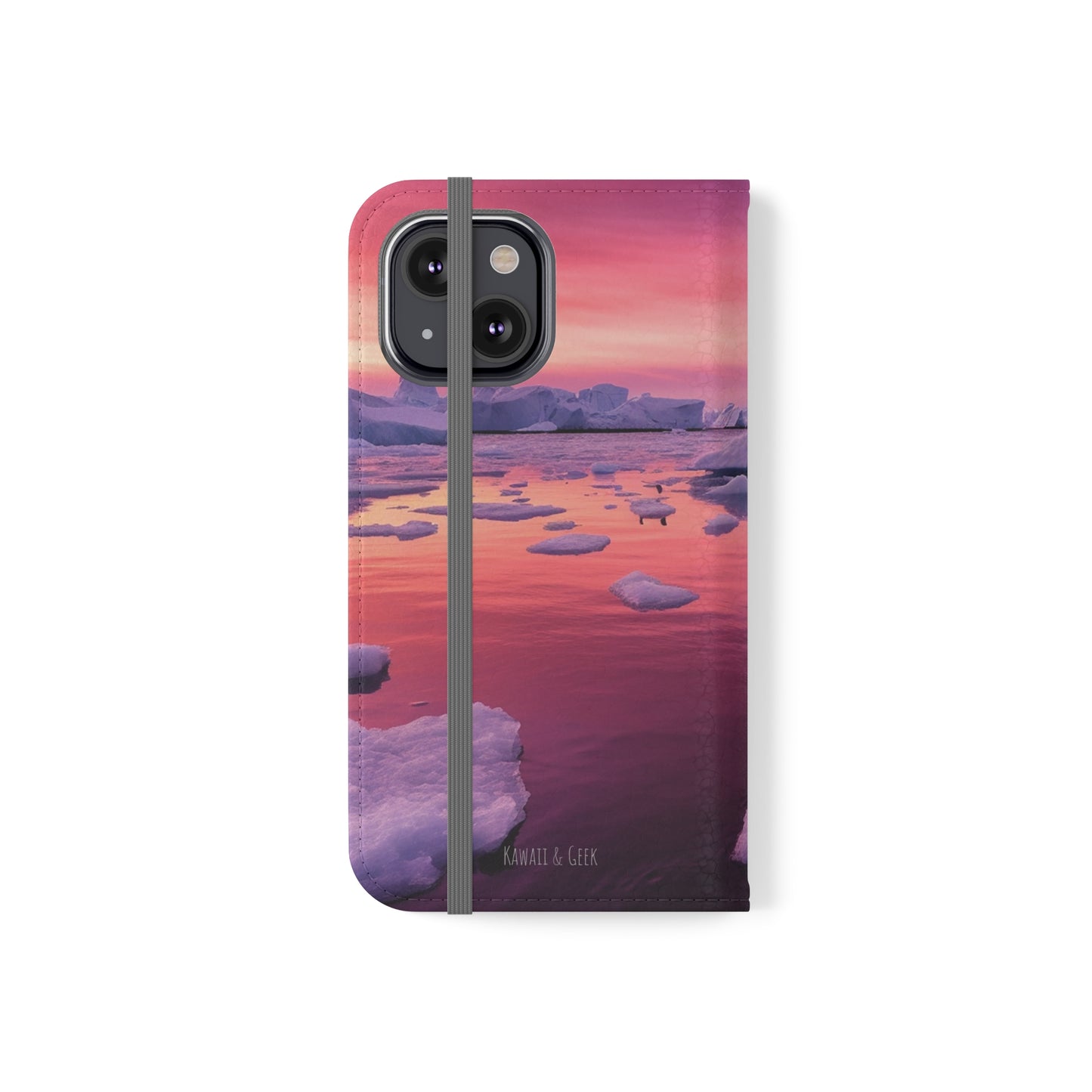 Pinky Arctic Landscape at Sunset Flip Phone Case - Capture the Serenity of Nature on Your Device