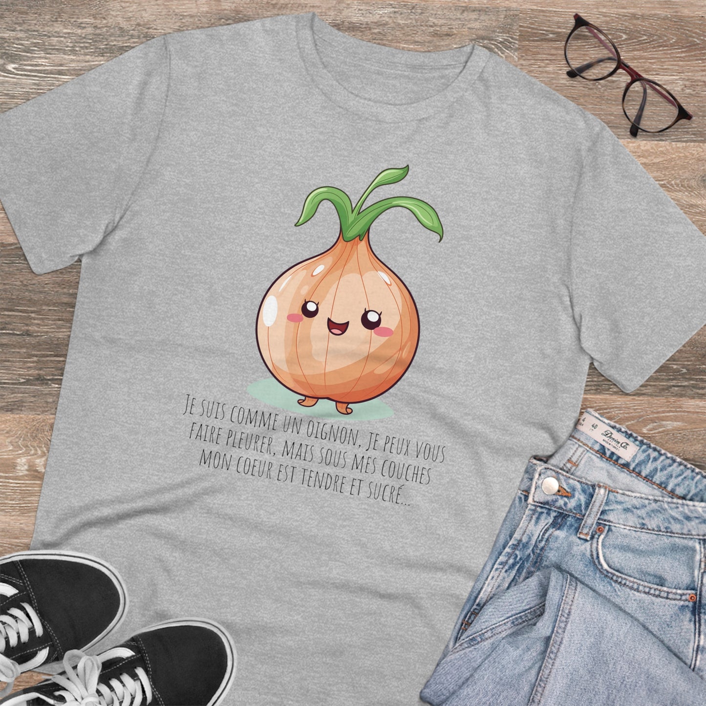 Sweet and Sassy Eco-Friendly Onion T-Shirt for Heartfelt Style - FRENCH