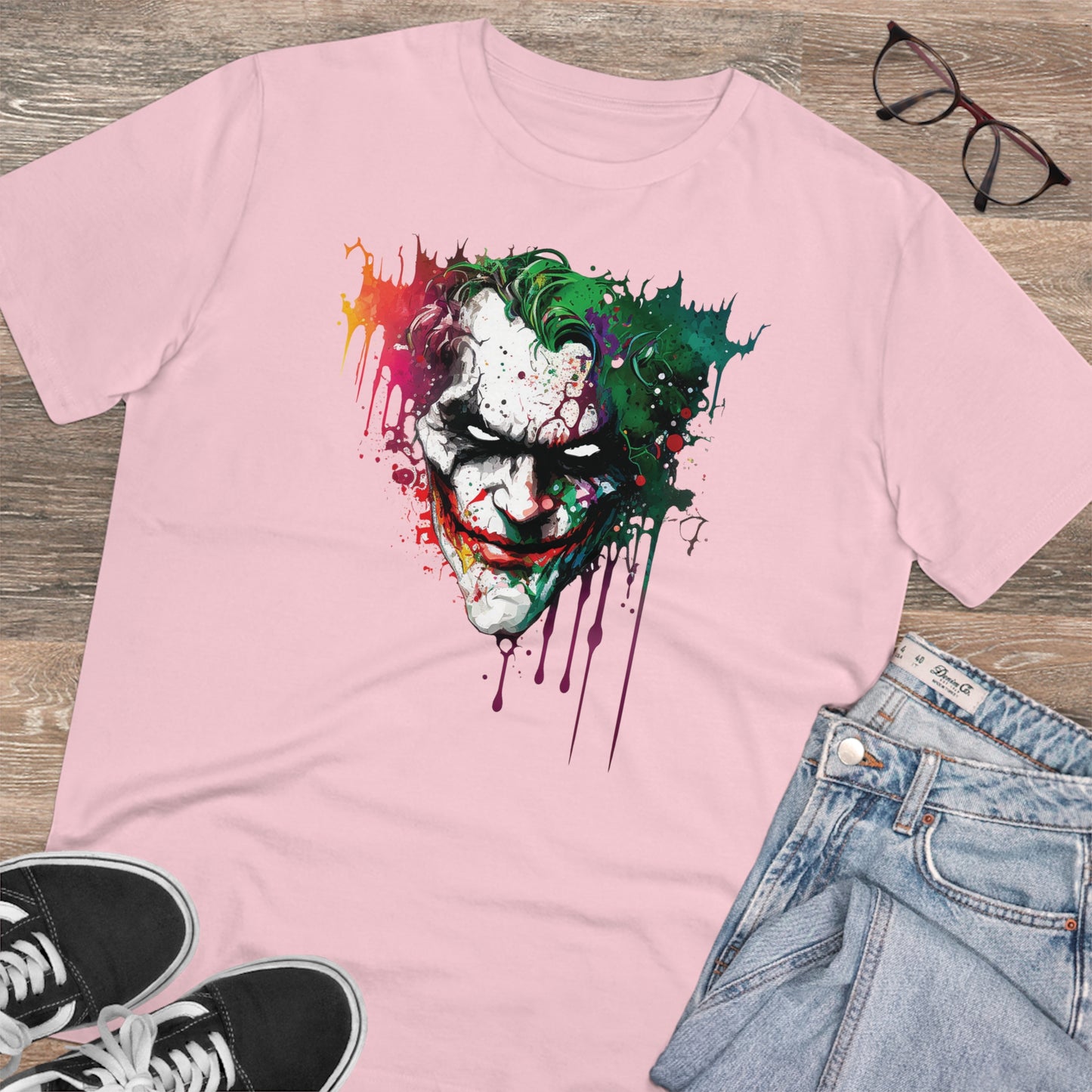 The Joker T-shirt in Watercolor Style, Unisex and Eco-Friendly - Make a Statement with Unique Artistic Design