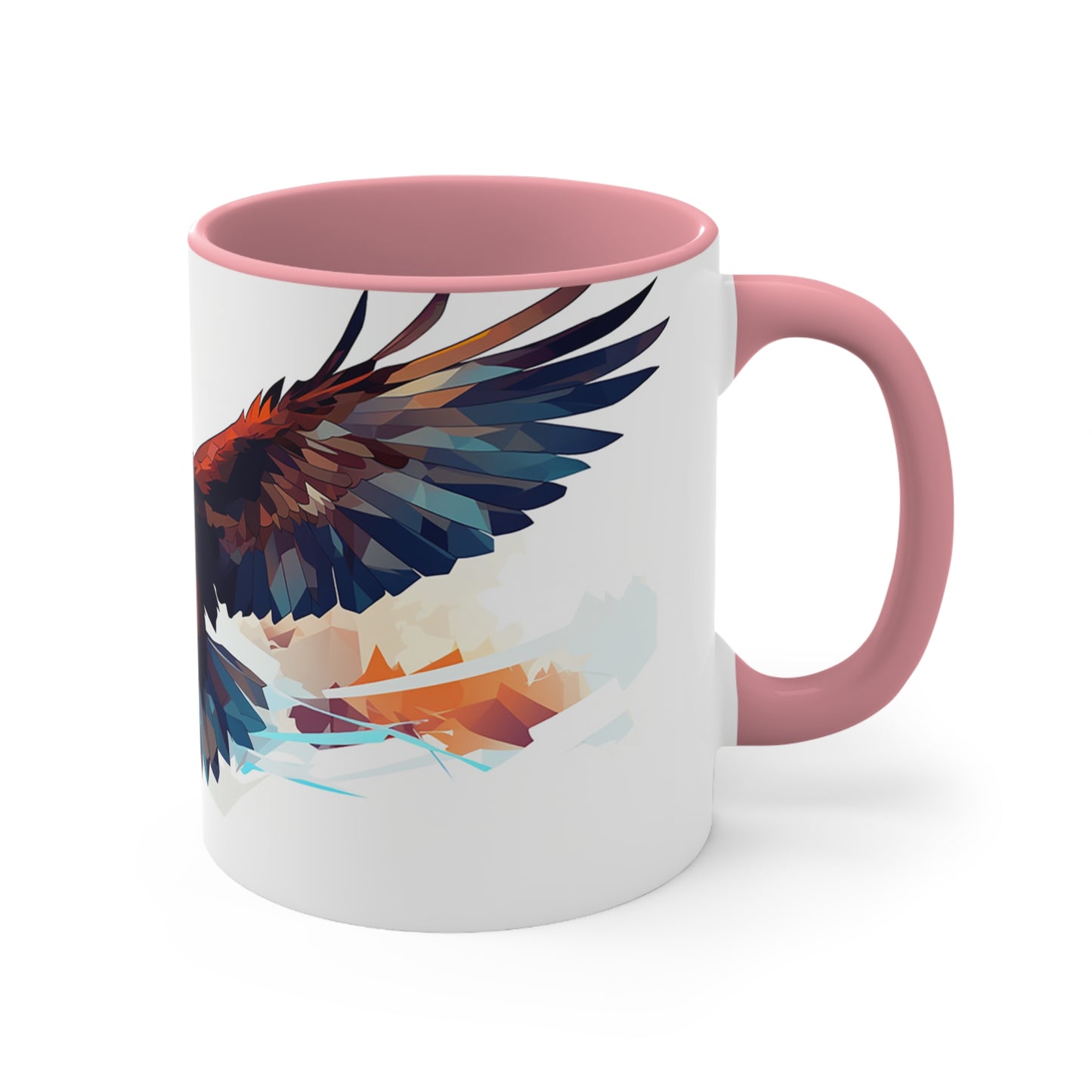 11oz Bi-color Eagle Mug: Geometric-Face Eagle in Flight