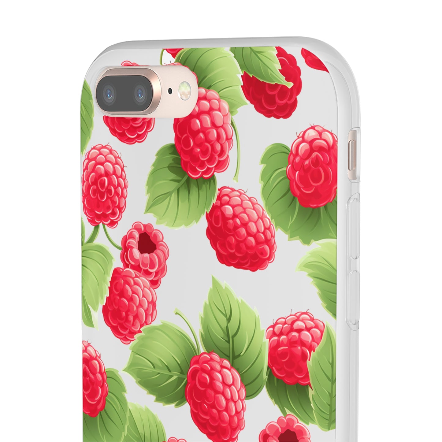 Raspberry Delight: Transparent Flexi Phone Case