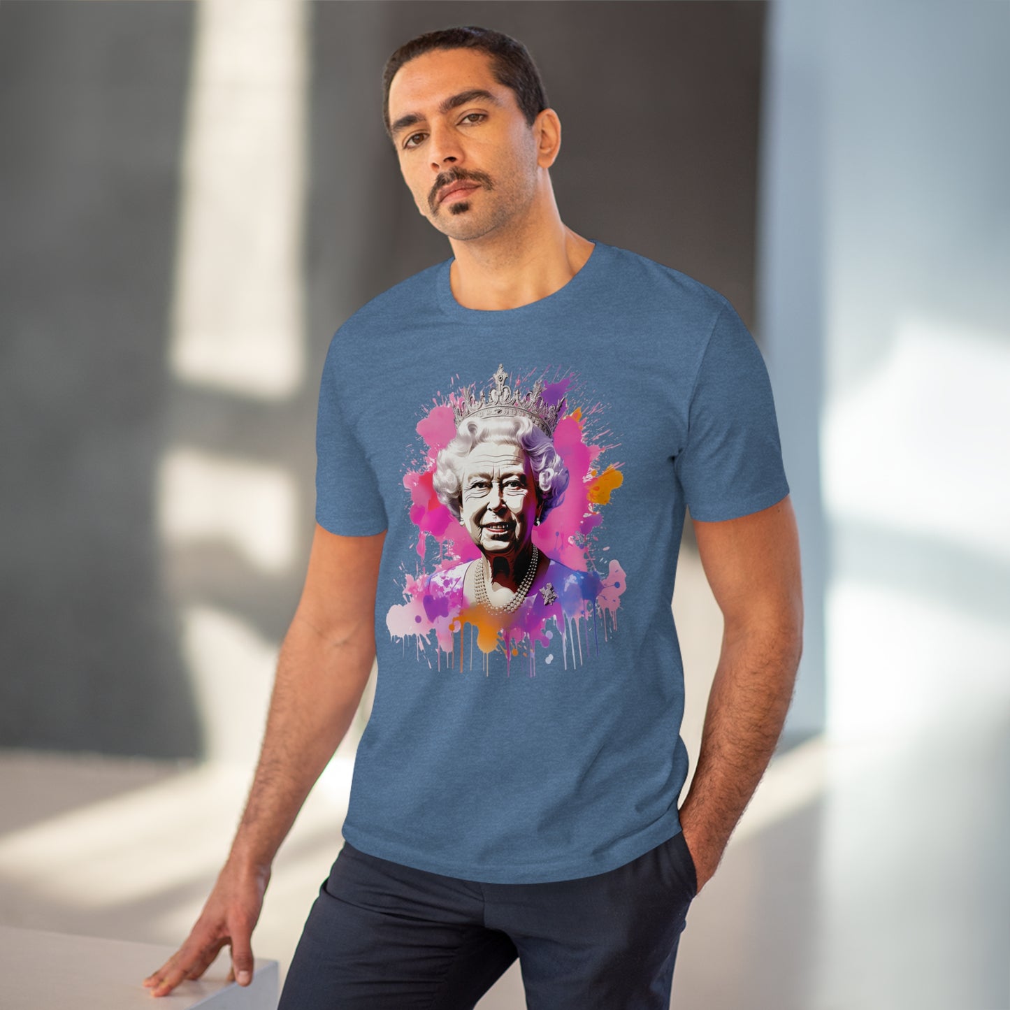 Eco-friendly Queen Elizabeth II T-Shirt :  Watercolor Majesty