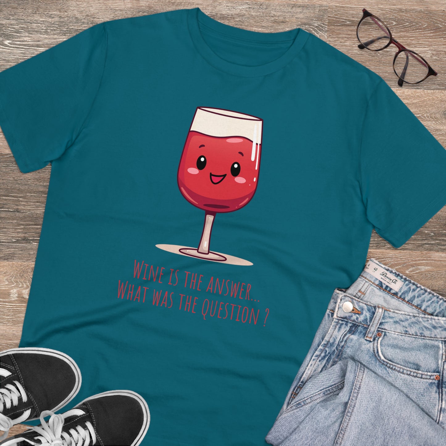 Eco-Friendly 'Wine is the Answer' T-Shirt - Cute Red Wine Design, Unisex